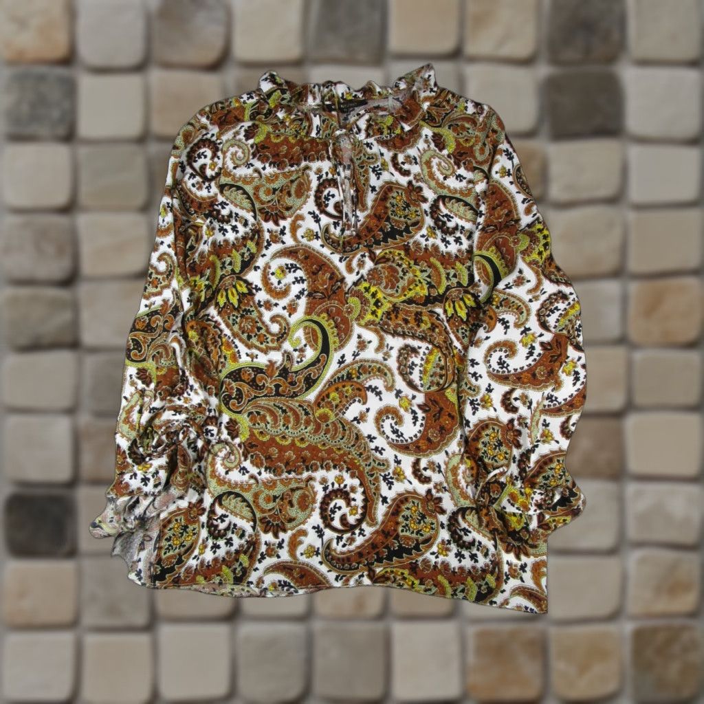 KOBI HALPERIN VINTAGE Kobi Halperin Silk Tunic Shirt Womens XS Long Sleeve Paisley Brown Yellow White 90s Dress Blouse Size XS / US 0-2 / IT 36-38 - 1 Thumbnail
