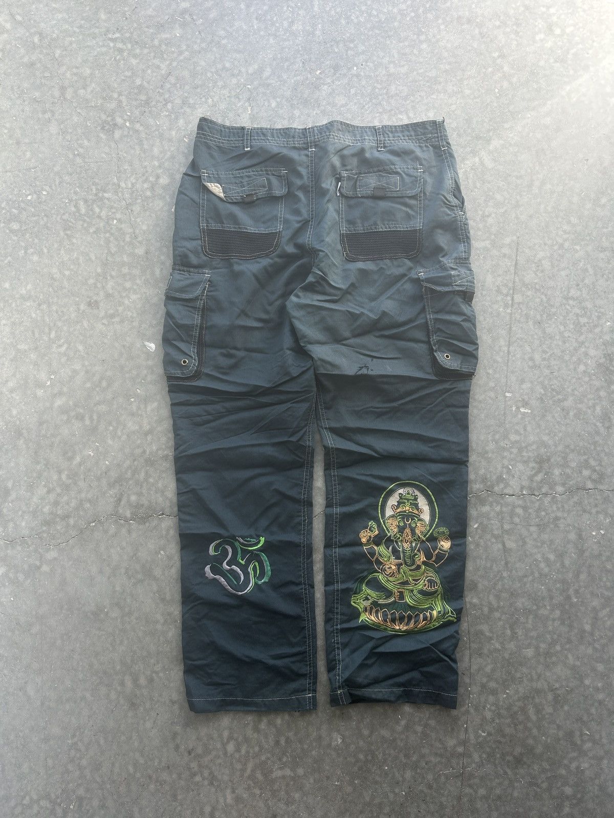 Vintage Vintage Y2K Fiend Cargo Pants Ganesha Embroidered Om Size US 35 - 1 Thumbnail