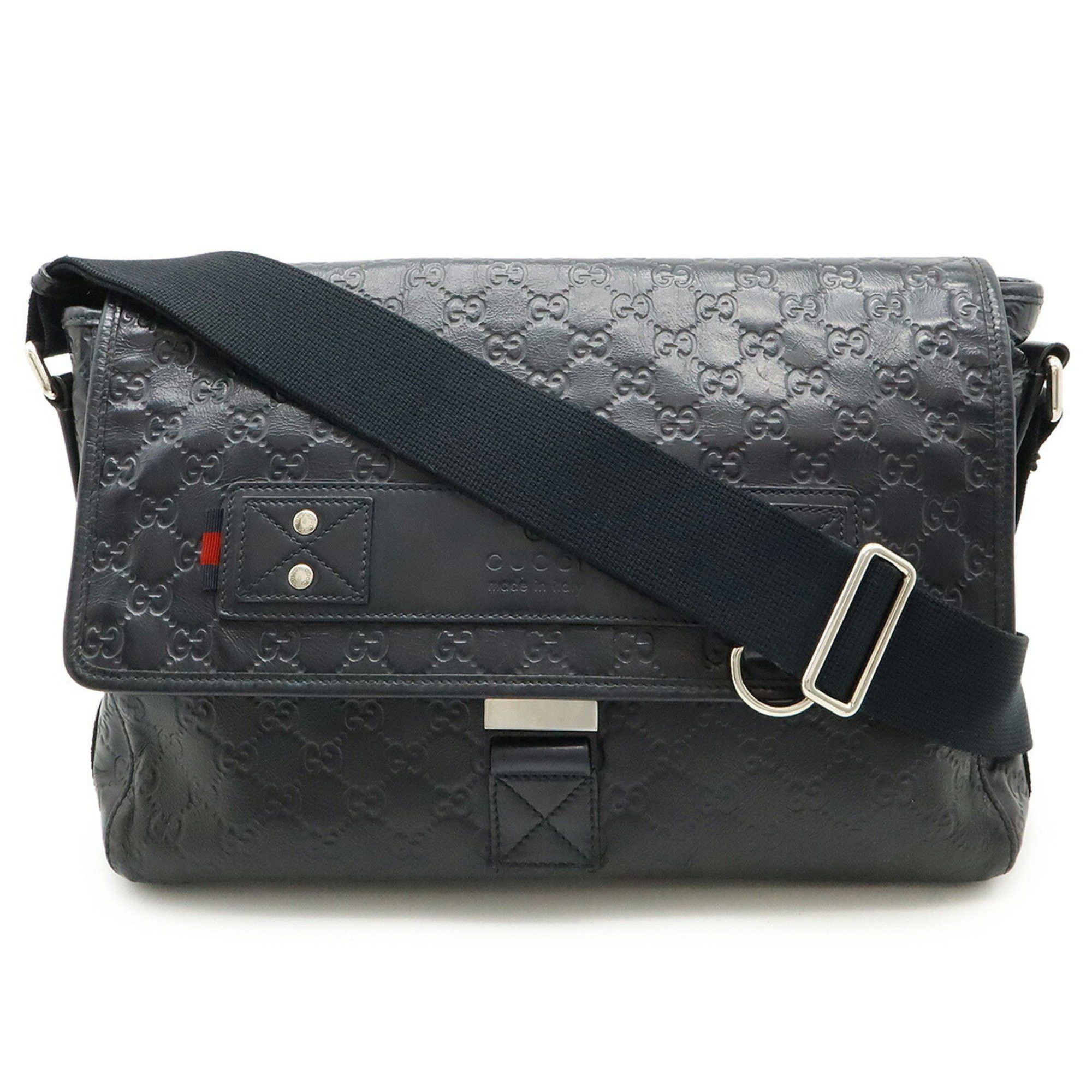 Gucci Guccissima Sherry Line Shoulder Bag Rubber Coated Leather Black 246067, Women's