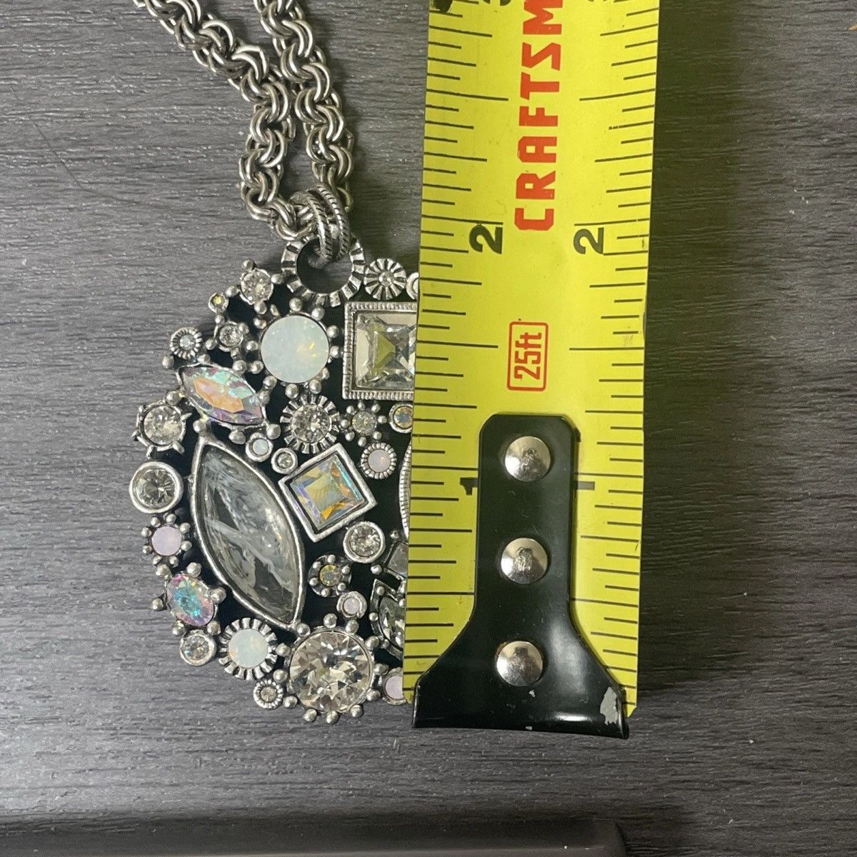 Other Locke Signed Silver Tone Rhinestone Pendant Necklace Size ONE SIZE - 5 Thumbnail