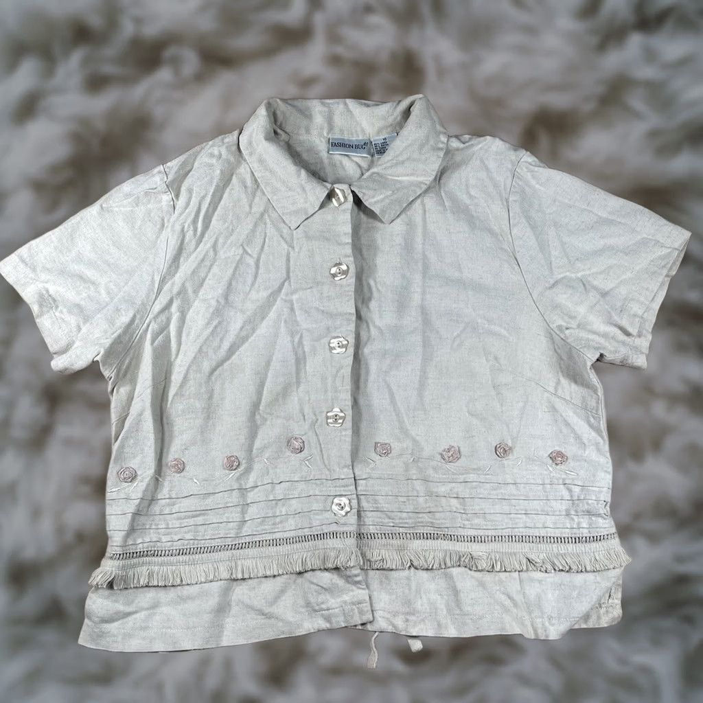 Vintage Fashion Bug Blouse Shirt Beige Linen Blend Button-Up Size 16 Womens Casual Shirt Beige Linen Blend Button-Up Womens 16 Size XXL / US 16-18 / IT 52-54 - 1 Thumbnail