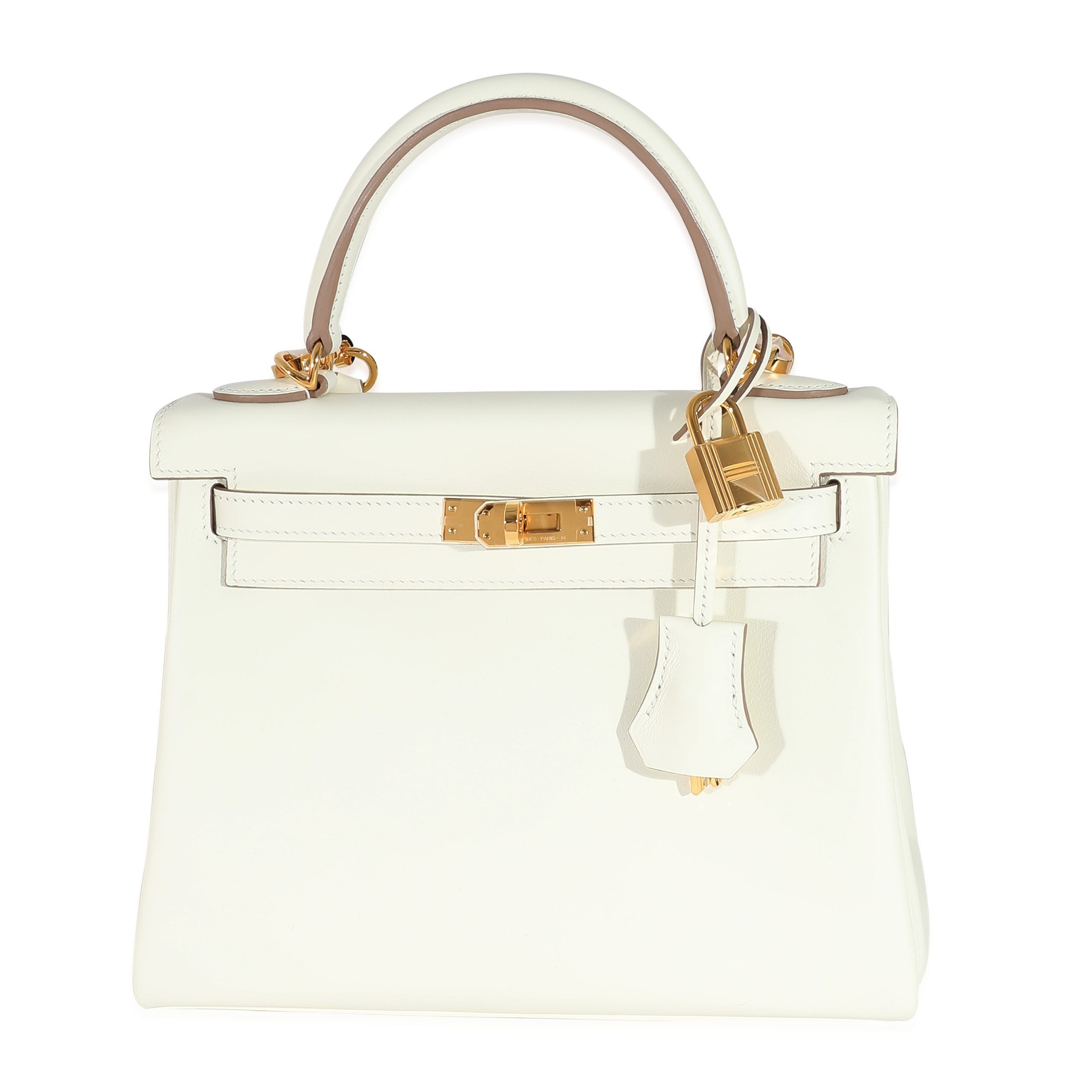 image of Hermes Swift Mushroom Retourne Kelly 25 Ghw in White, Women's