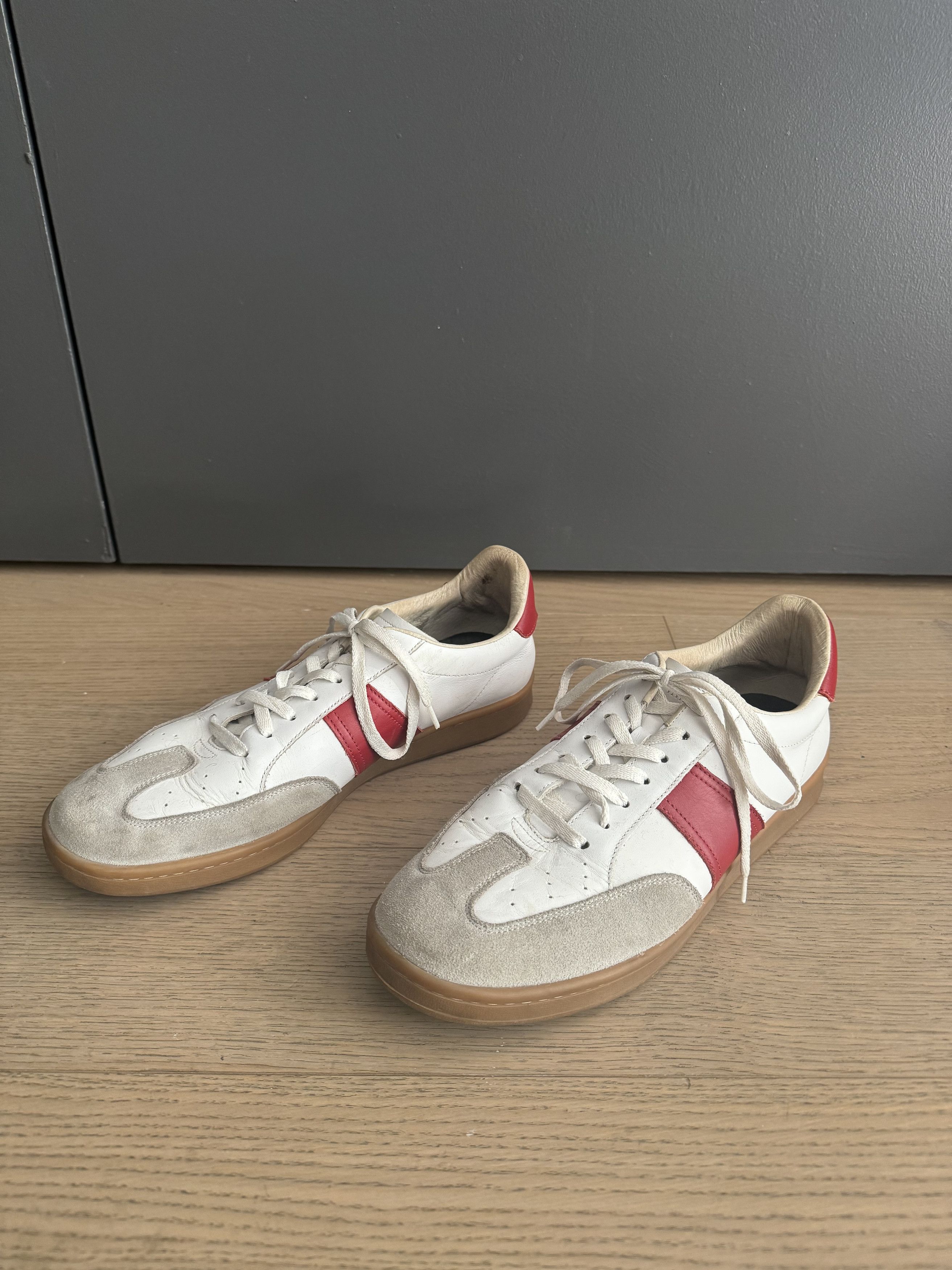 Sandro Sporty Suede and Red Stripe Leather Sneakers Size US 10 / EU 43 - 2 Thumbnail