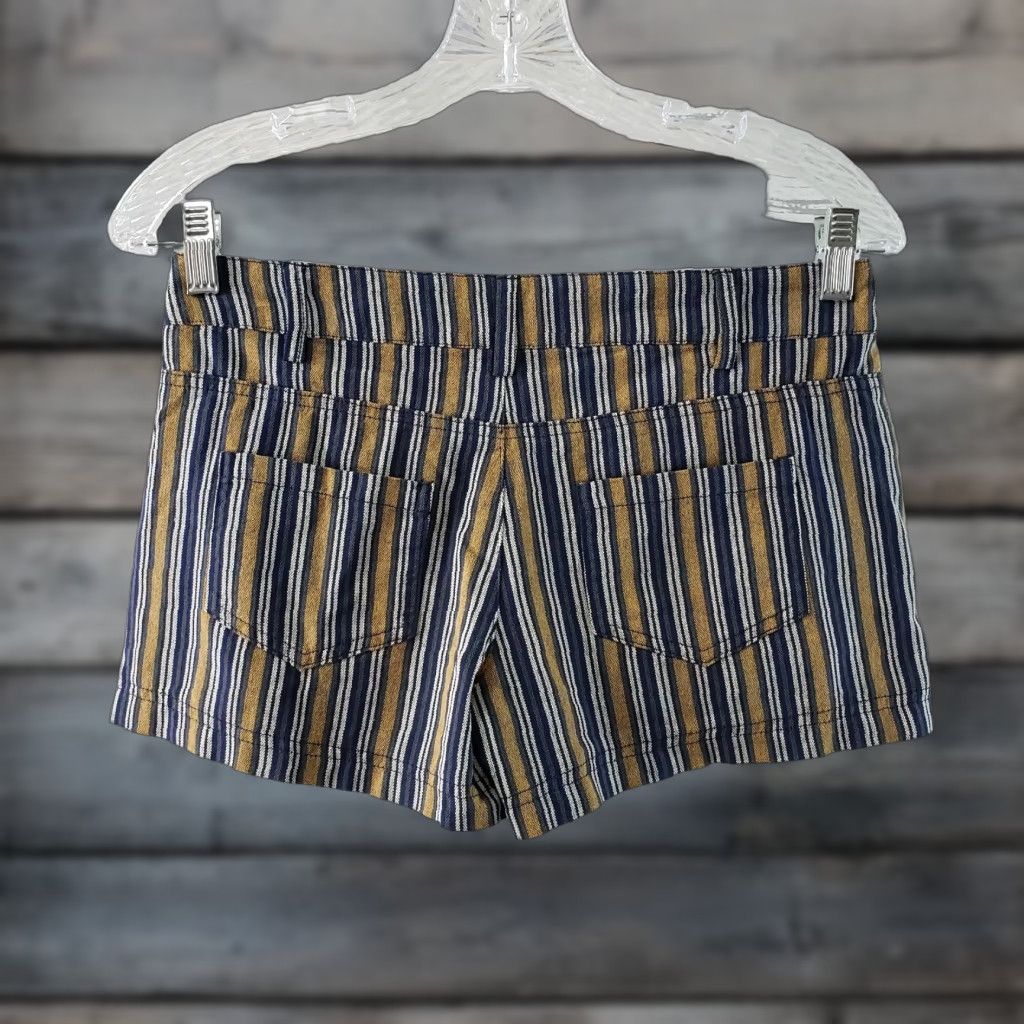 BB Dakota BB Dakota Jack Womens Shorts 2 Blue Mustard Striped Cotton Low Rise Shirt? Size 26" / US 2 / IT 38 - 1 Thumbnail