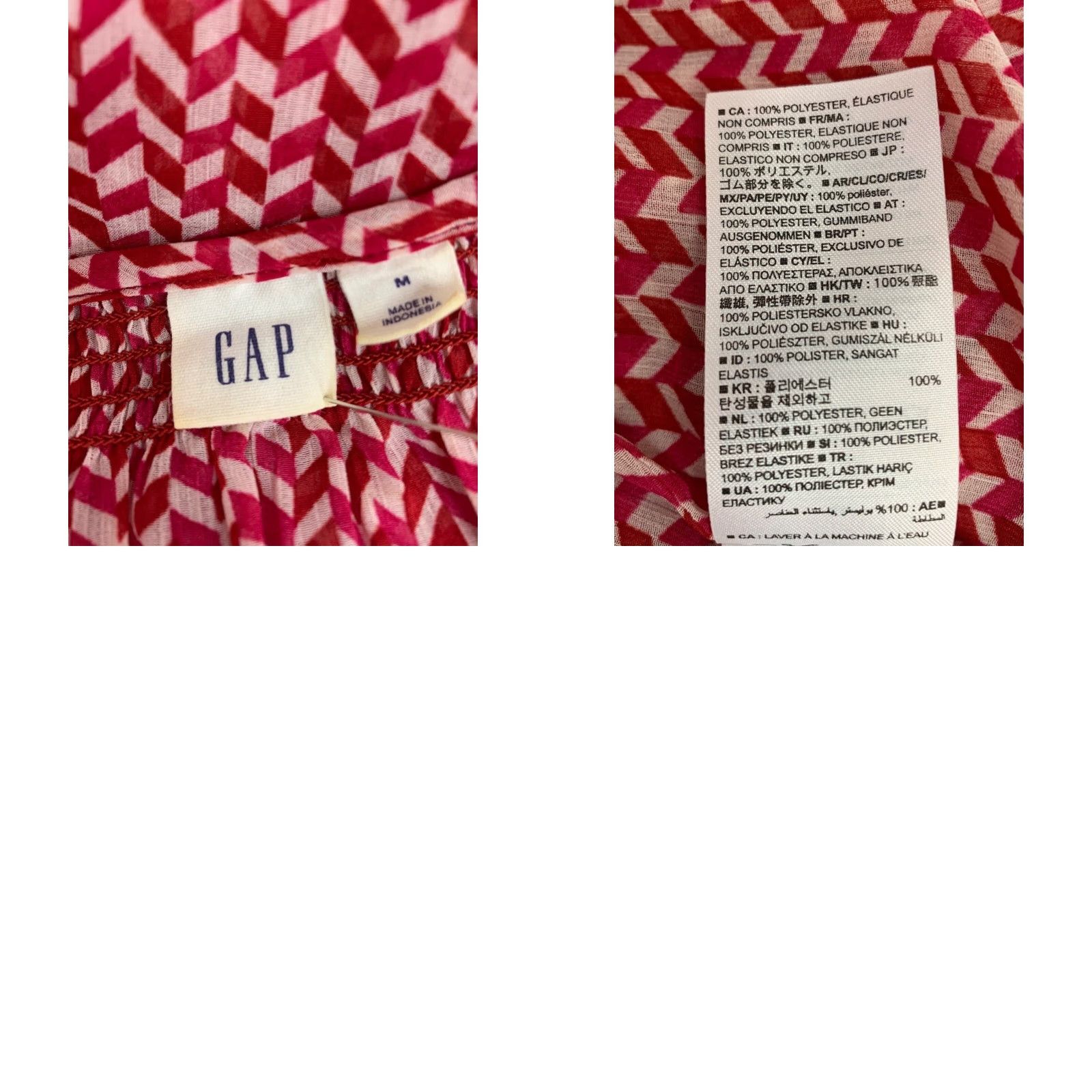 Gap Gap Womens Blouse Medium Peasant Style Sheer Shirt Red White Size M / US 6-8 / IT 42-44 - 8 Thumbnail