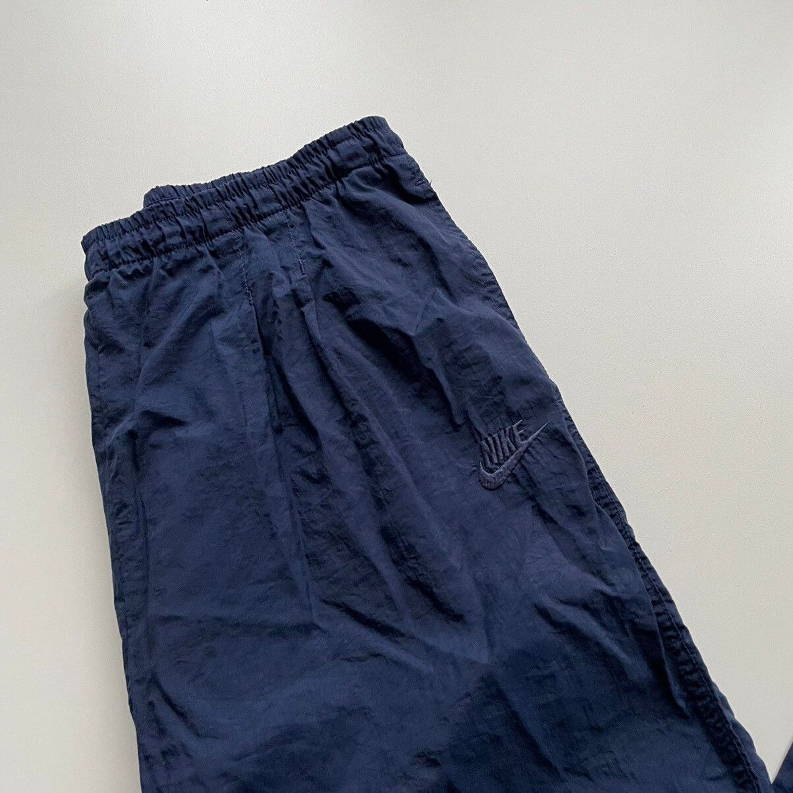 Nike × Vintage Vintage 90s Nike Track Pants Navy Blue Large Embroidered Size US 32 / EU 48 - 2 Thumbnail