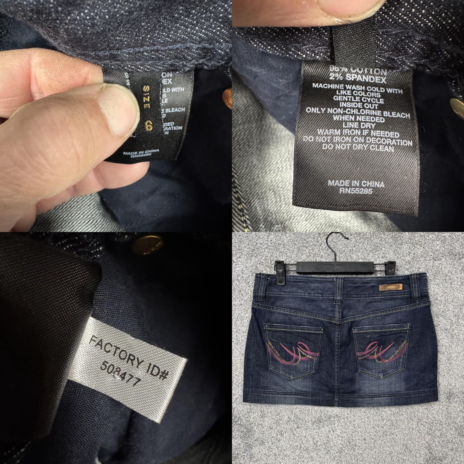 Express Express Jeans Skirt 6 Blue Denim Embroidered Pockets Mini Y2K McBling Size 28" / US 6 / IT 42 - 8 Thumbnail