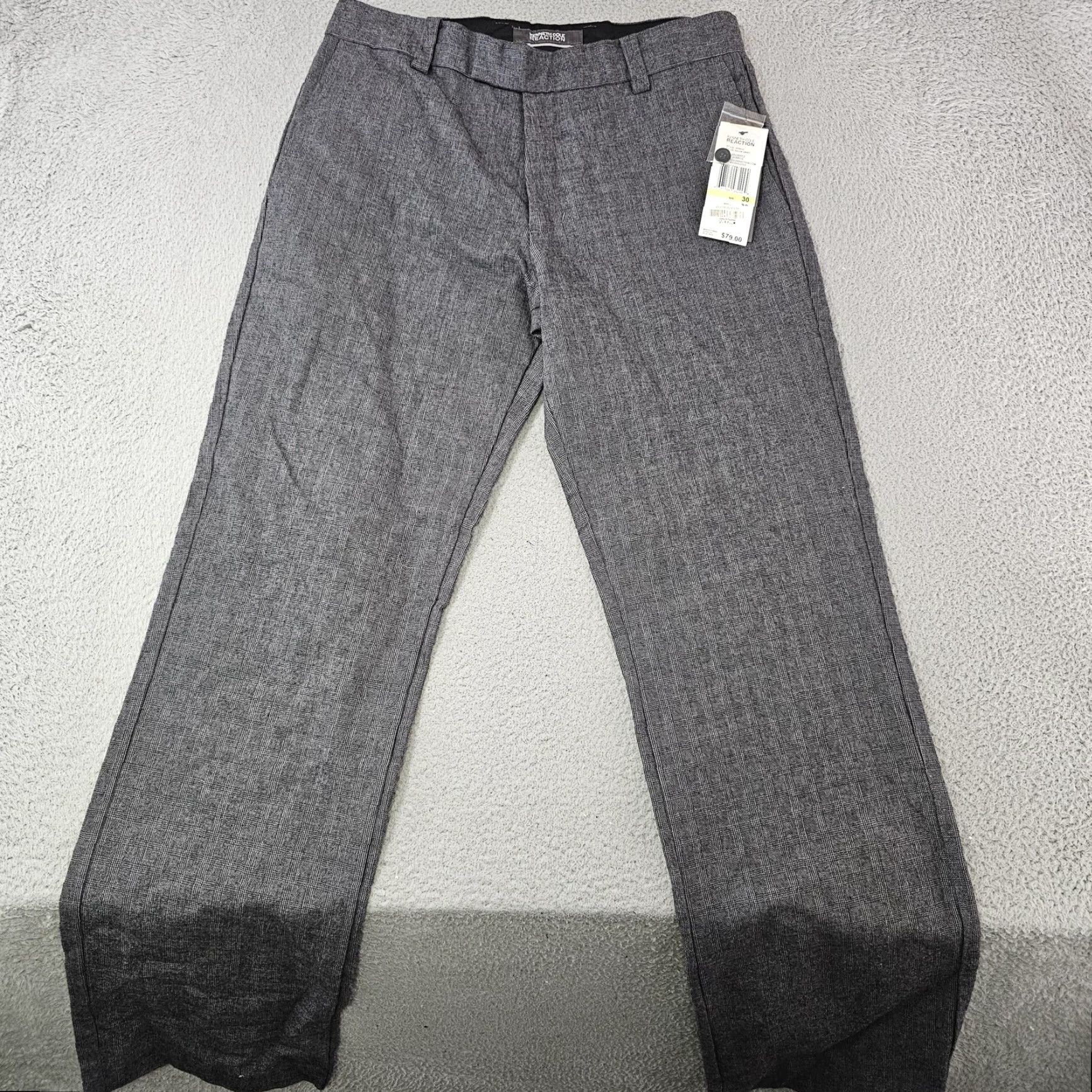 Kenneth Cole KENNETH COLE REACTION Pants Mens 30x32 Gray Plaid Dress Slacks Flat Front Dress Pants Mens New Size US 30 / EU 46 - 2 Thumbnail