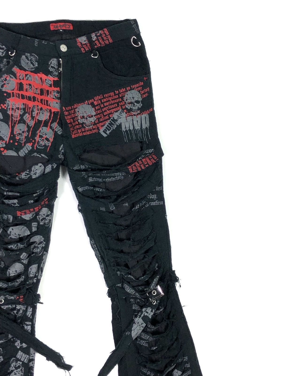 Japanese Brand RARE🔥MADPUNK JAPAN BONDAGE DAMAGE STYLE PANTS Size US 31 - 6 Thumbnail