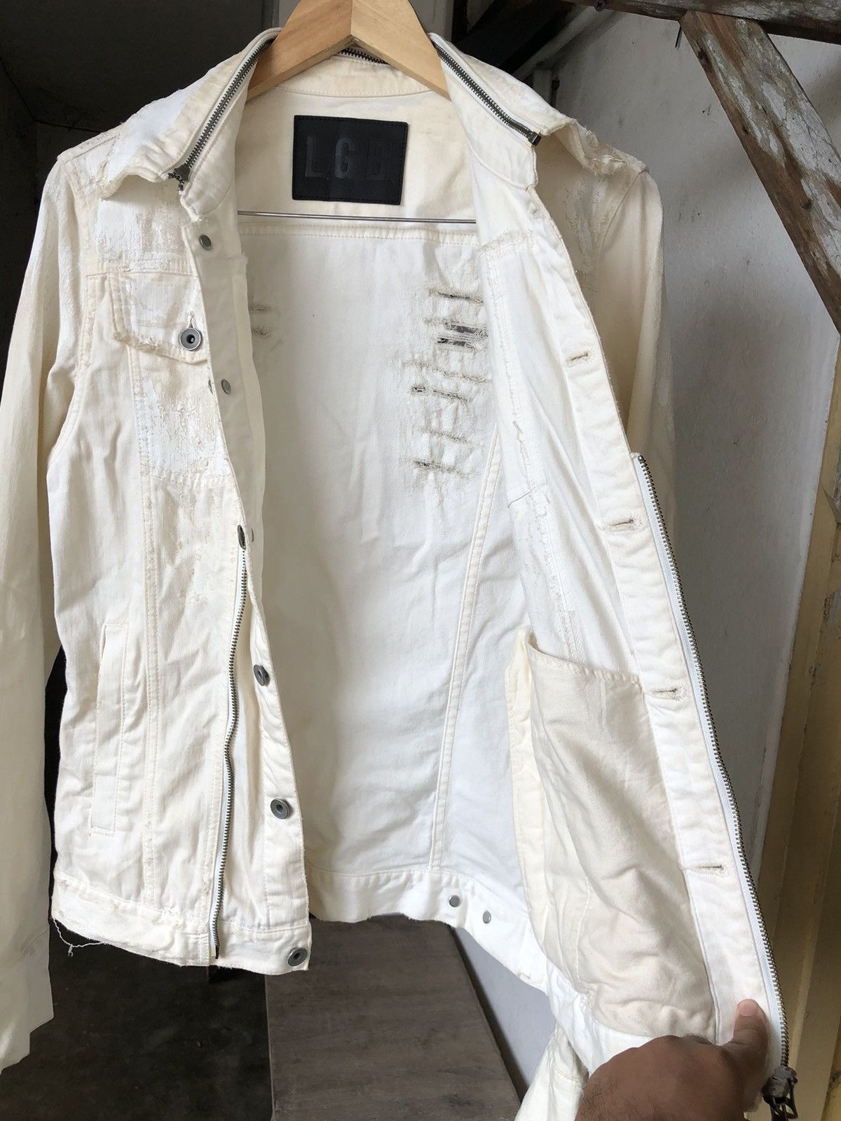 Le Grande Bleu (L.G.B.) Authentic❗️Le Grande Bleu LGB Splash Distressed Denim Jacket Size US XS / EU 42 / 0 - 11 Thumbnail