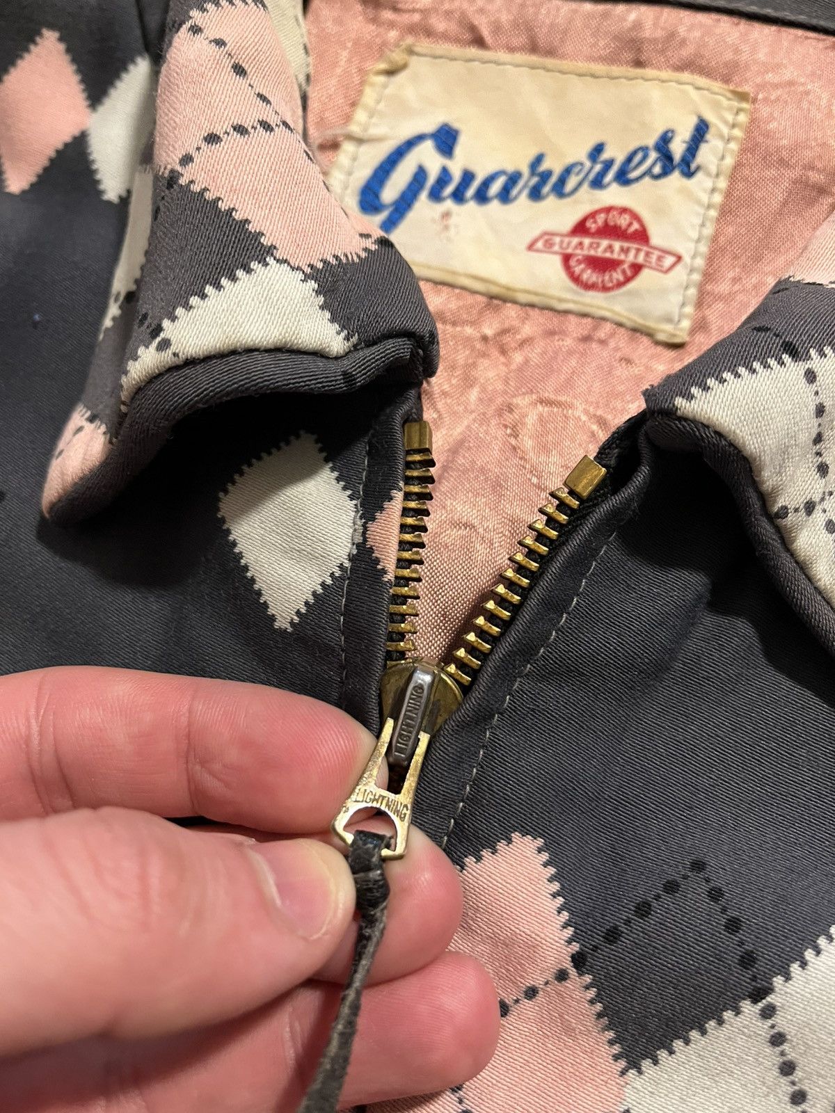 Vintage Vintage 50’s Rayon Gaberdine Atomic Argyle Ricky Jacket Sz L Size US L / EU 52-54 / 3 - 4 Thumbnail