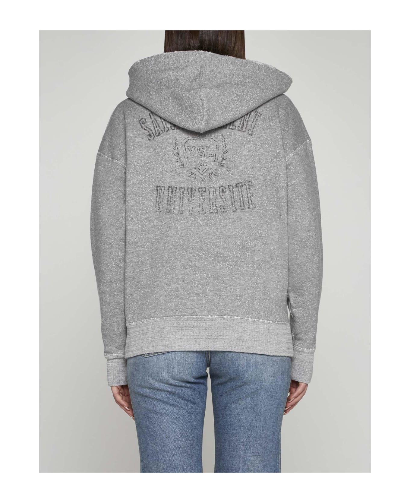 Saint Laurent Paris o1y0126 Hoodie in Gray Size S / US 4 / IT 40 - 3 Thumbnail