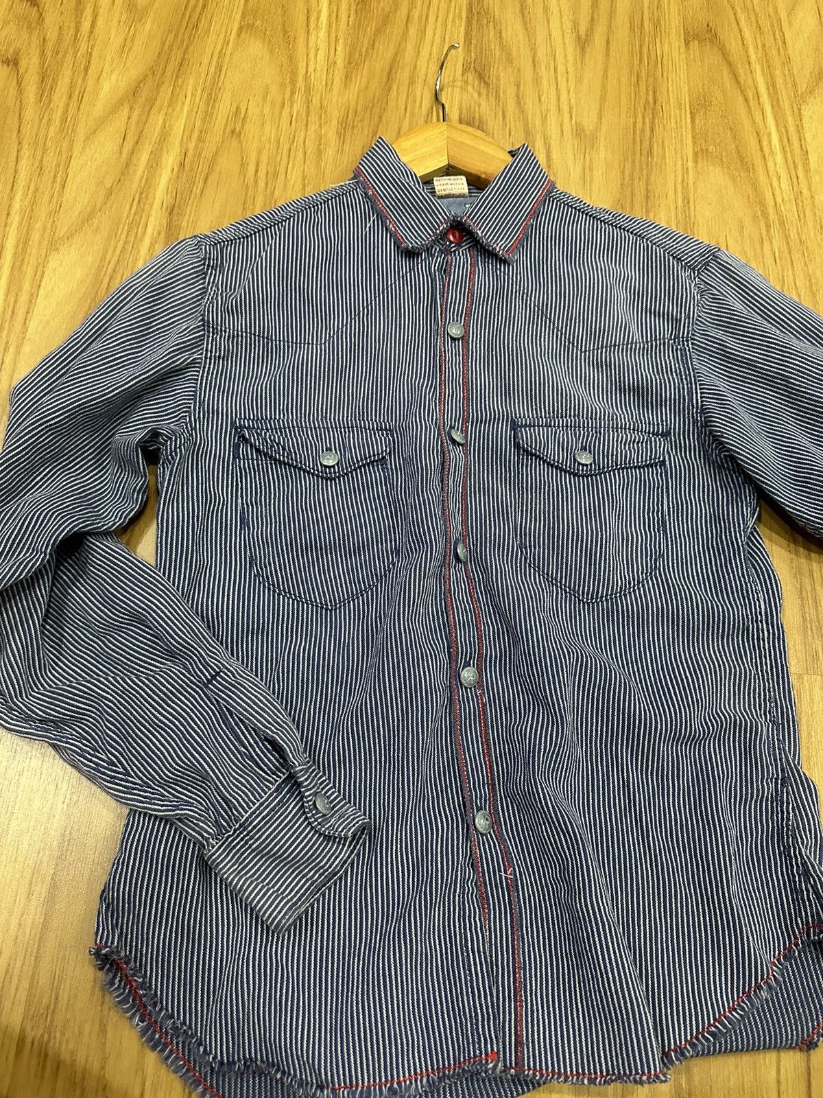 45rpm 45Rpm Metal Button Logo Hickory Stripes Shirt Fit XS Size US XS / EU 42 / 0 - 12 Thumbnail