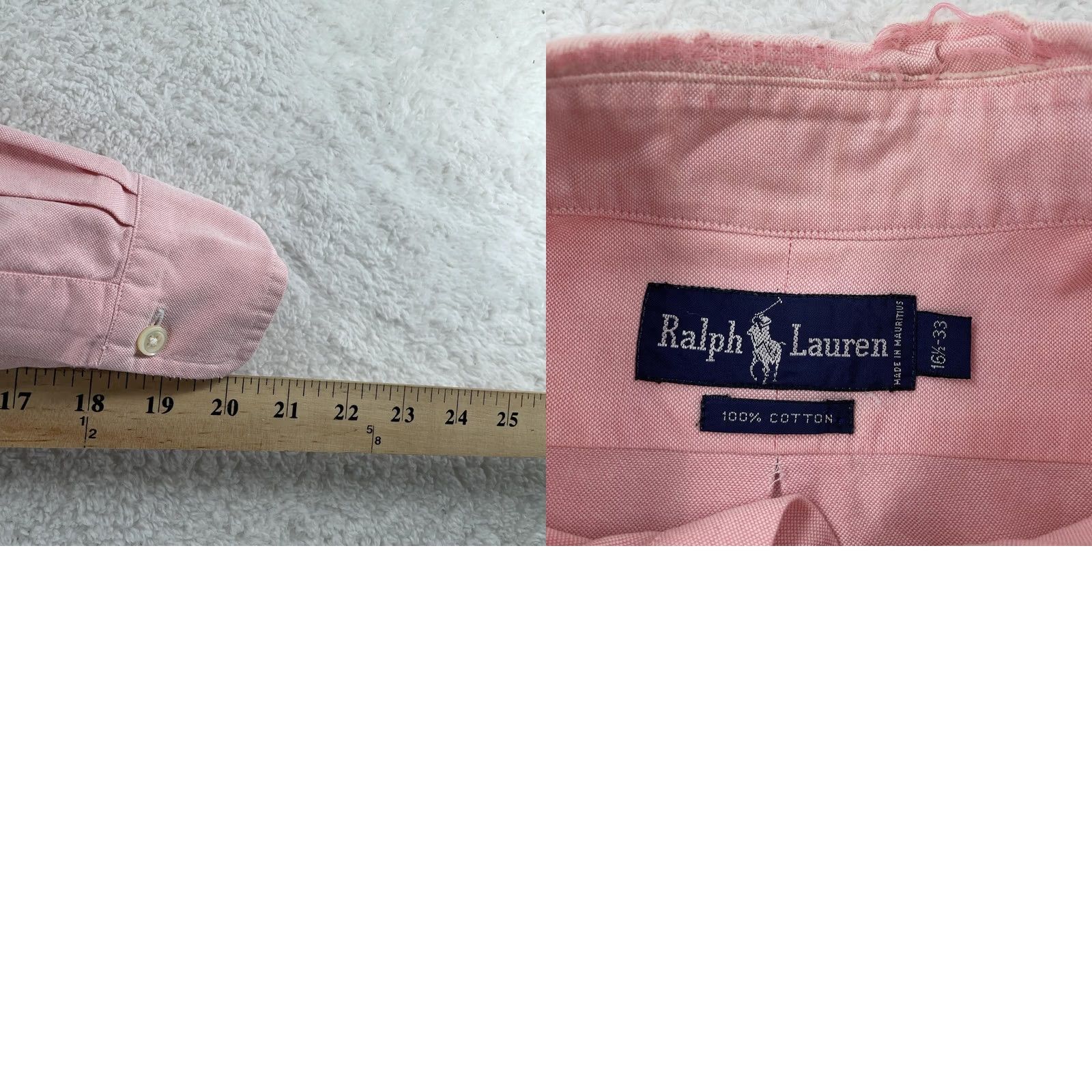 Ralph Lauren Ralph Lauren Dress Shirt Mens 16.5 33 Pink Oxford Collared Button Down Pony Logo Shirt Mens Pink Oxford Dress Shirt Size 46R - 8 Thumbnail