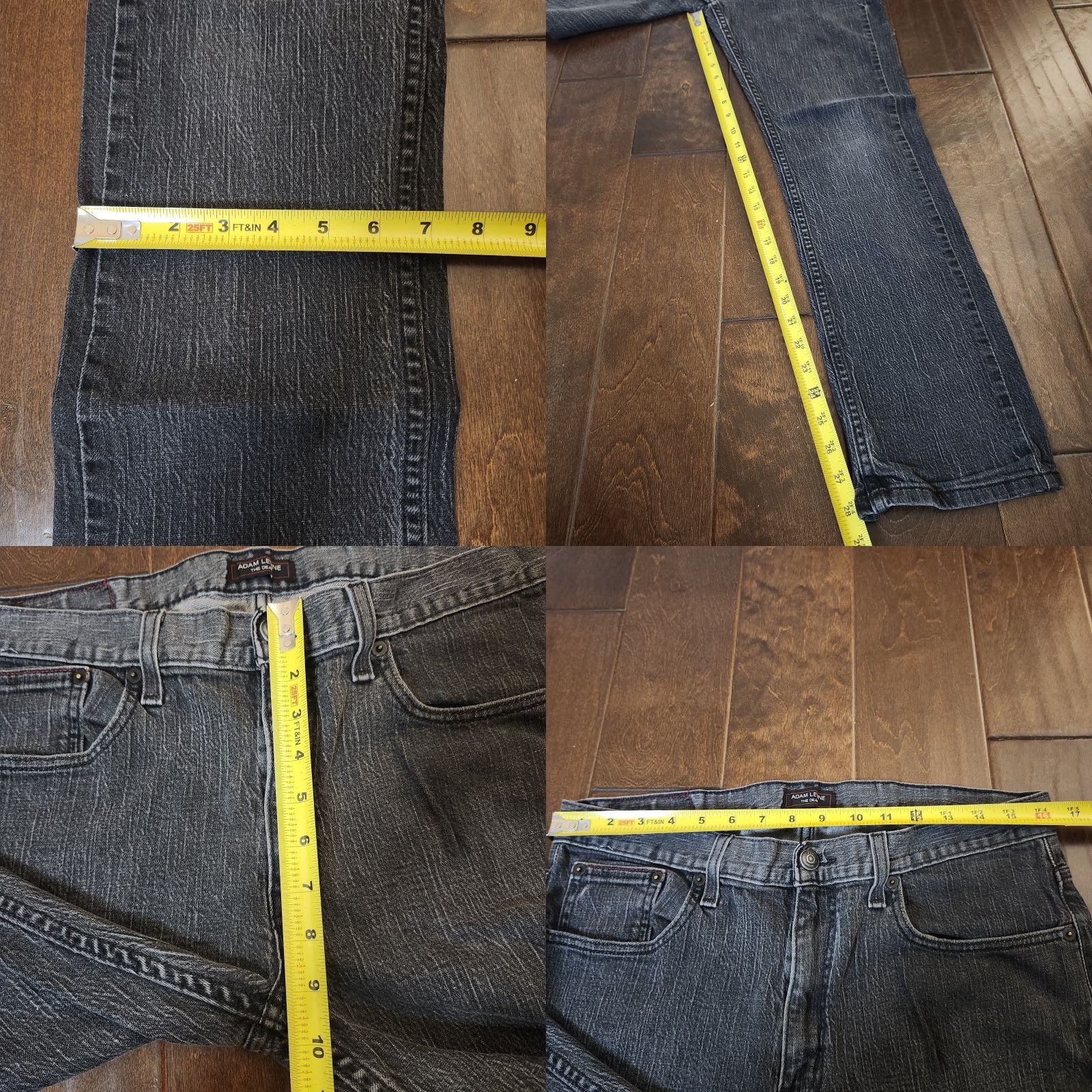 Denime Adam Levine The Dean Jeans Mens Black Gray Heathered Denim Straight 34X32 Regular City College Mens Jeans Size US 34 / EU 50 - 8 Thumbnail