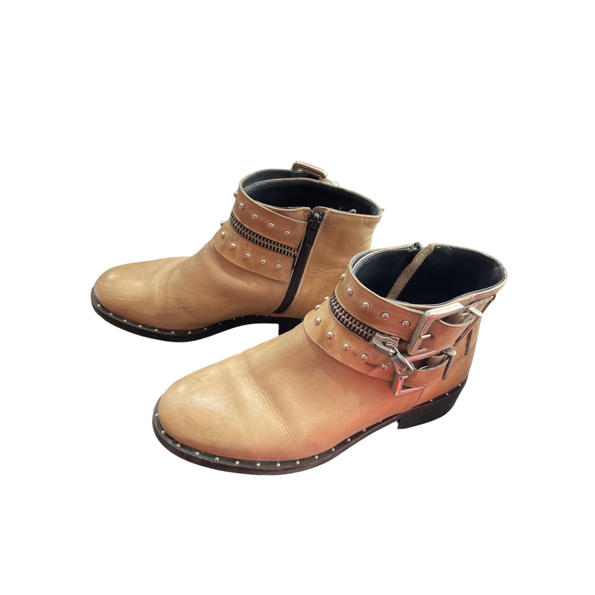 Other Charles David Chief womans Taupe Leather Studded Ankle Boots Size US 8.5 / IT 38.5 - 8 Thumbnail