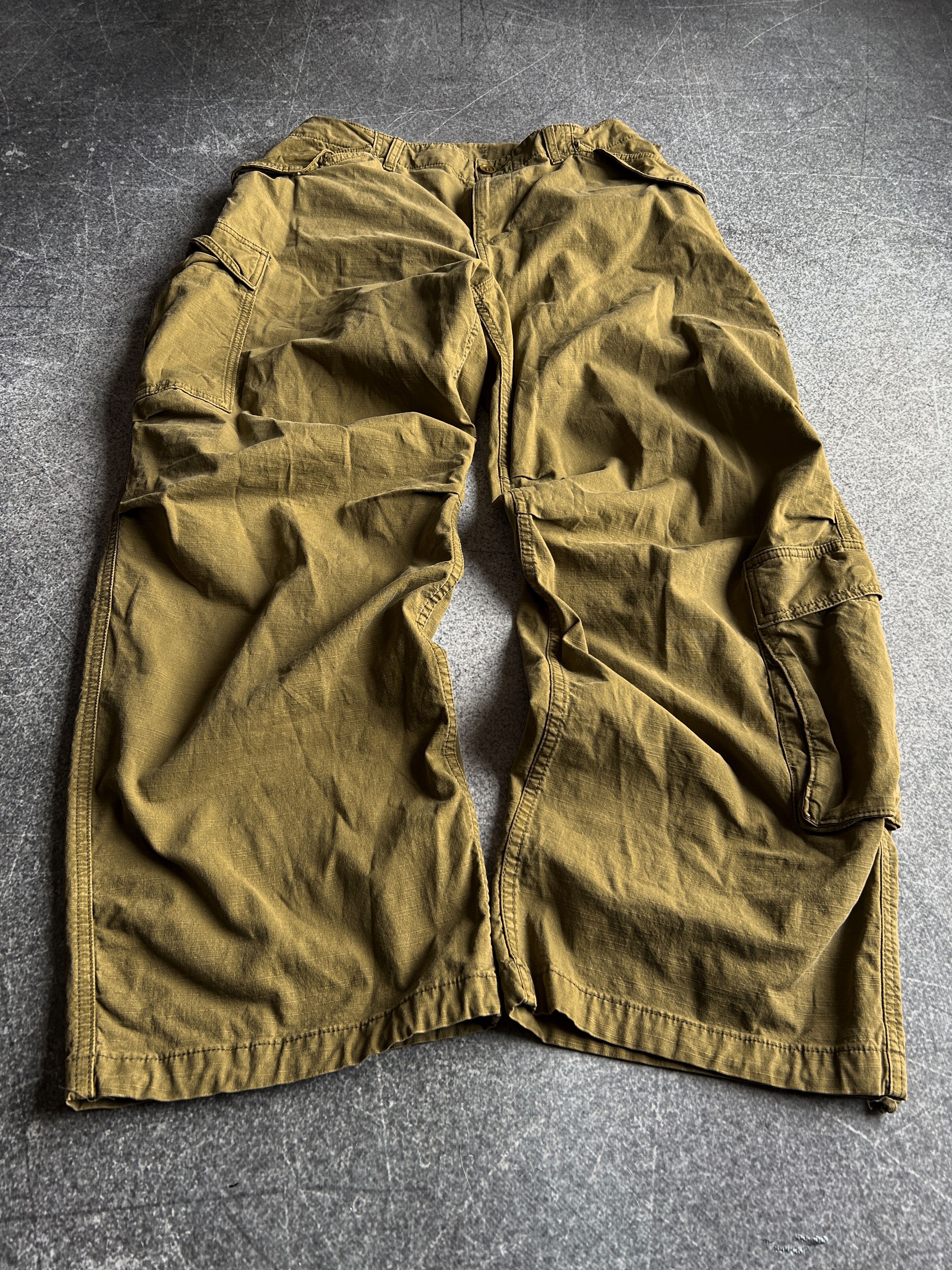 Japanese Brand VTG Rick Owens Junya Watanabe Style Washed Cargo Jeans 90s Size US 34 / EU 50 - 1 Thumbnail