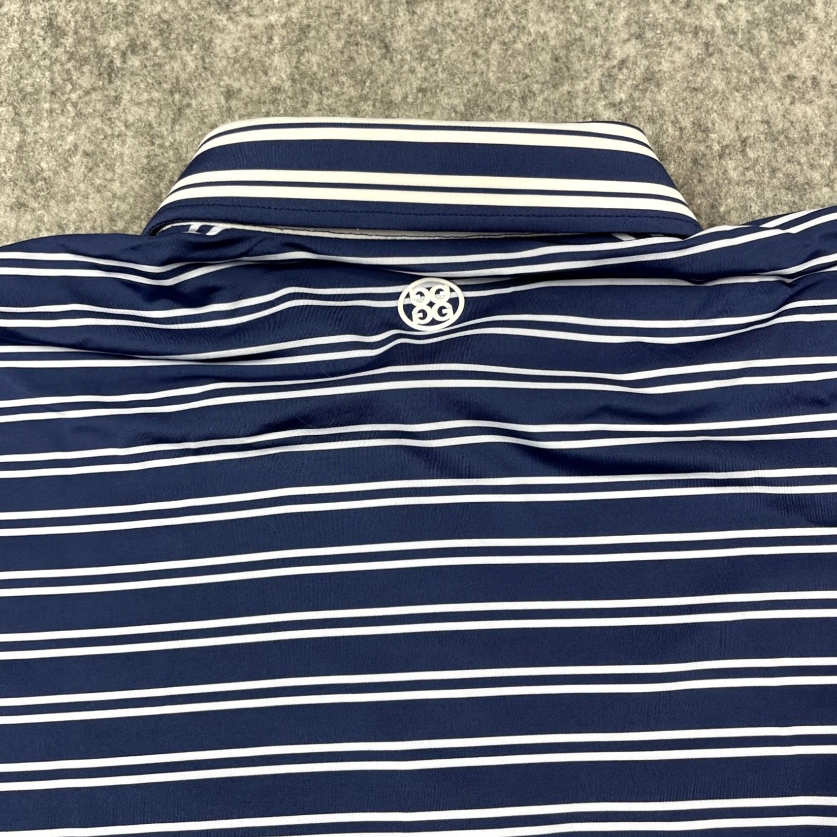 G/FORE G/Fore Polo Shirt Mens M Blue White Offset Stripe Performance Golf NWT Size US M / EU 48-50 / 2 - 4 Thumbnail