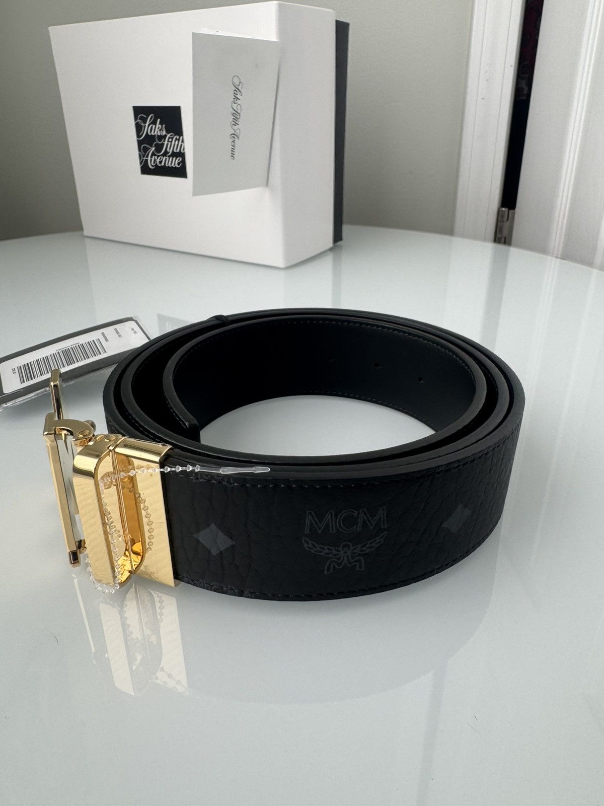 MCM MCM Black & Grey monogram & Gold Logo Belt Cut-To-Size NWT Size ONE SIZE - 4 Thumbnail