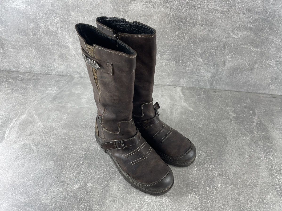Roberto Cavalli Roberto Cavalli Devils Vintage Belted Leather Biker Boots Size US 8 / IT 38 - 3 Thumbnail