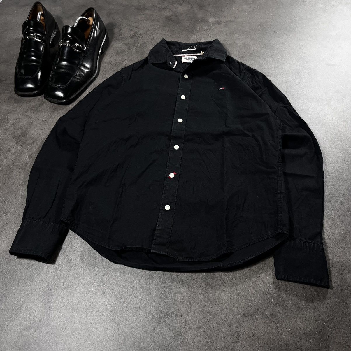 Tommy Hilfiger Tommy Hilfiger Black Mens Longsleeve Shirt Button Up Tee Size US S / EU 44-46 / 1 - 2 Thumbnail