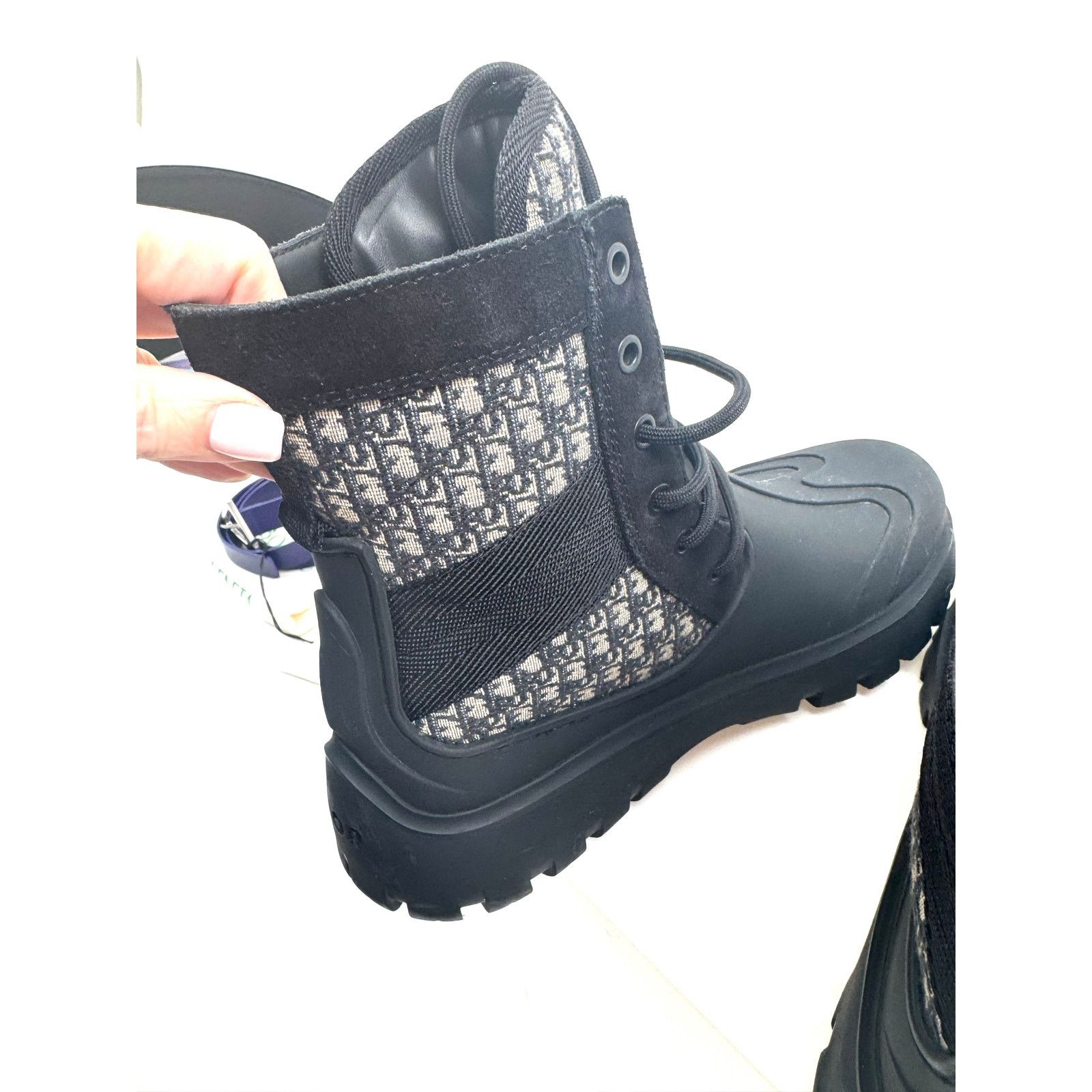 Dior Dior Garden Oblique Black/Beige Lace Up Combat Boots Size 41 Size US 8 / EU 41 - 17 Thumbnail