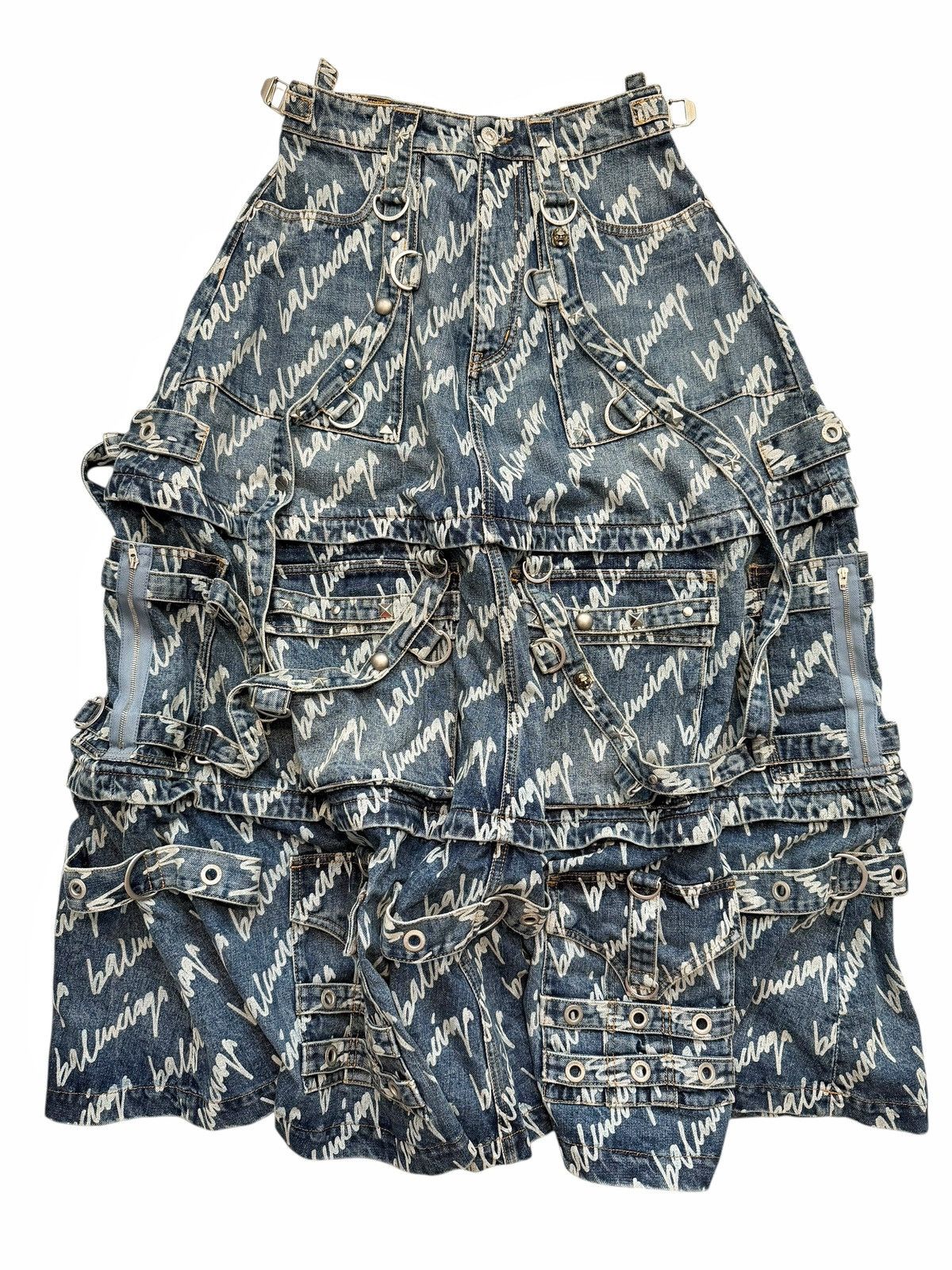 Balenciaga Runway Script Raver Rave Denim Skirt Size US 28 / EU 44 - 1 Thumbnail