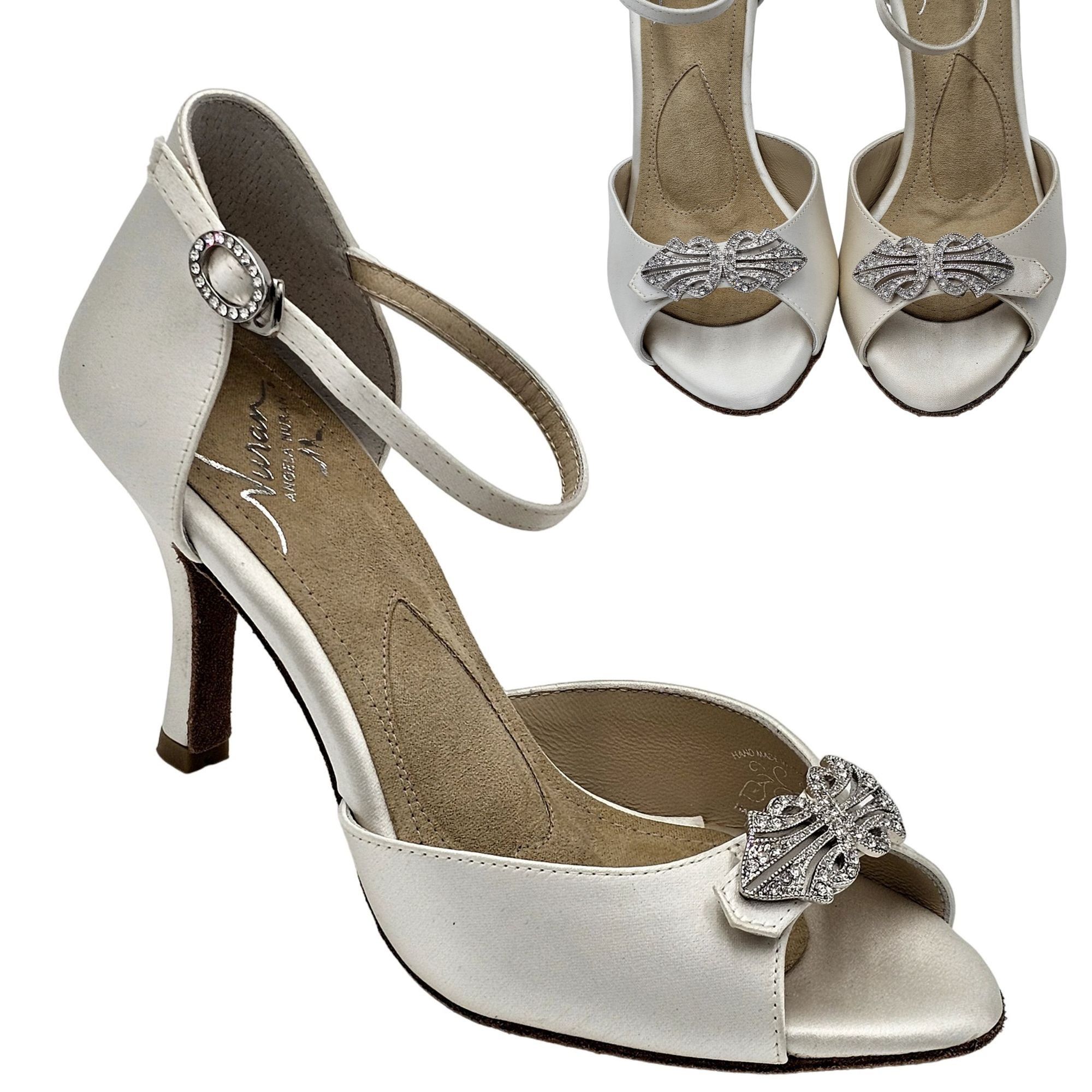 image of New Sample Angela Nuran Astoria Womens 6 Wedding Formal Heel Shoes in Cream