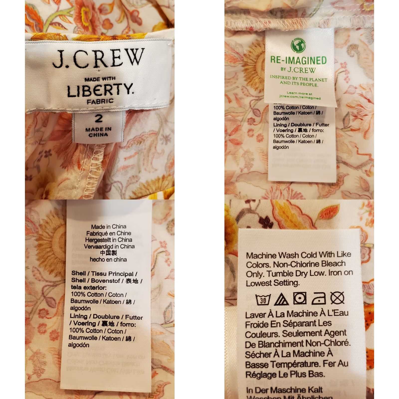 J.Crew J.Crew Floral Midi Dress Liberty Garden of Life Fabric Women's 2 A-Line Sleeveless Square Neck Multicolor 100% Cotton Tiered Ruffle Zip Knitted? Size XS / US 0-2 / IT 36-38 - 8 Thumbnail
