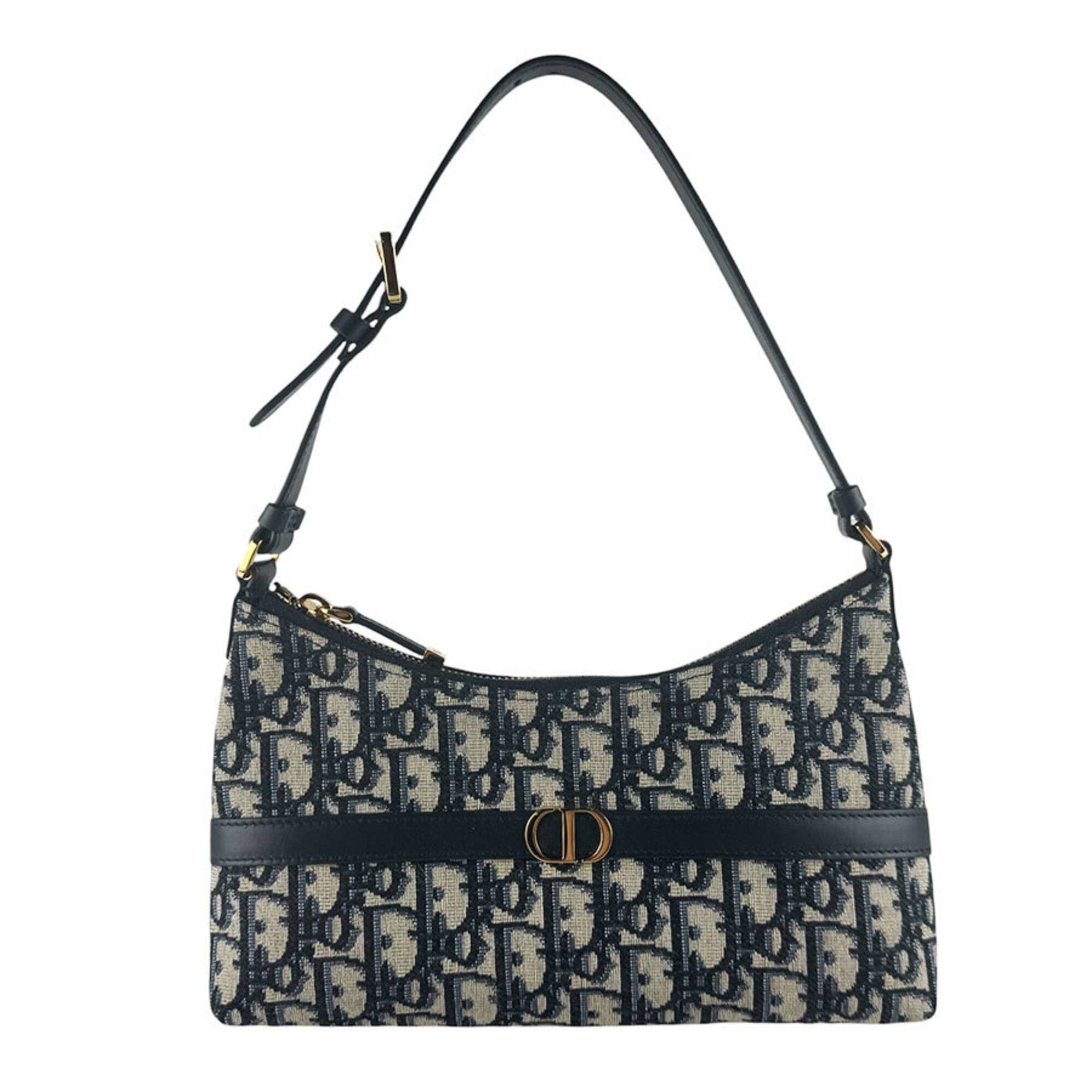Dior Christian Dior 30 Montaigne Hobo Mini Bag, Canvas and Leather, Navy, Women's, S2381UTZQ_M928 z10290 Size ONE SIZE - 1 Thumbnail