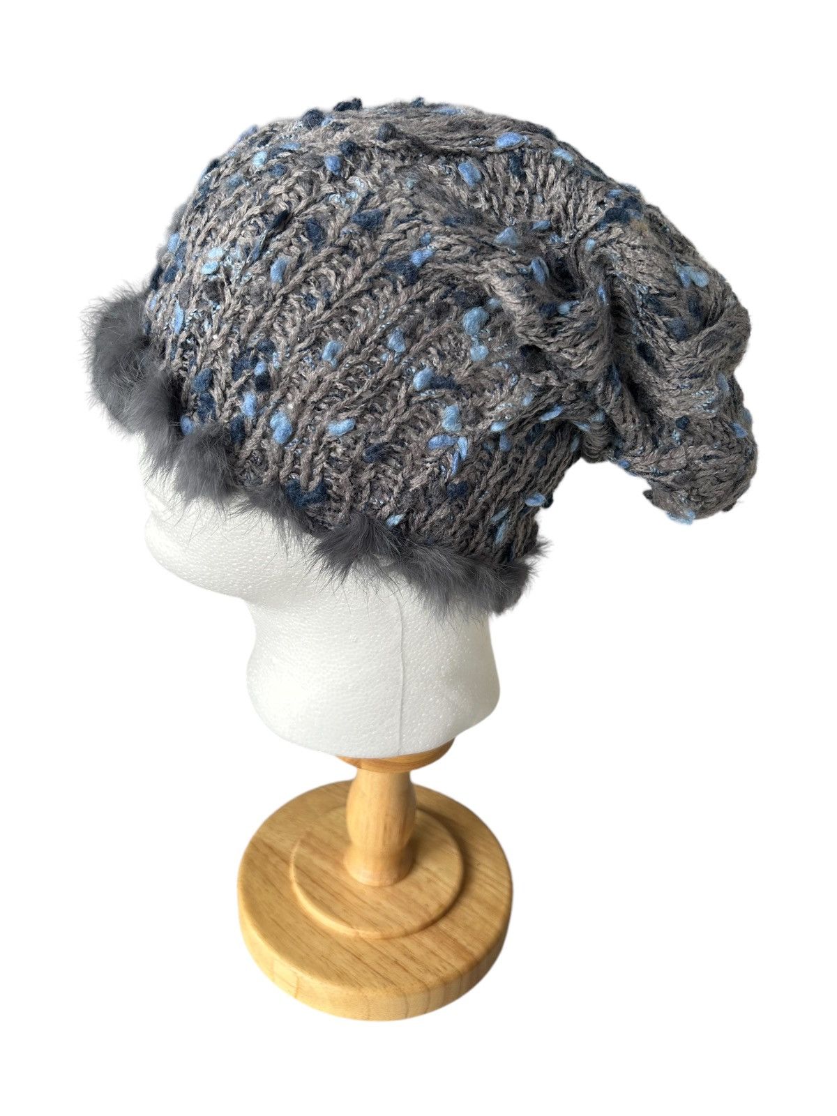 14th Addiction × Japanese Brand Punk Bondage Style Knitted fur Beanie Hats Size ONE SIZE - 2 Thumbnail