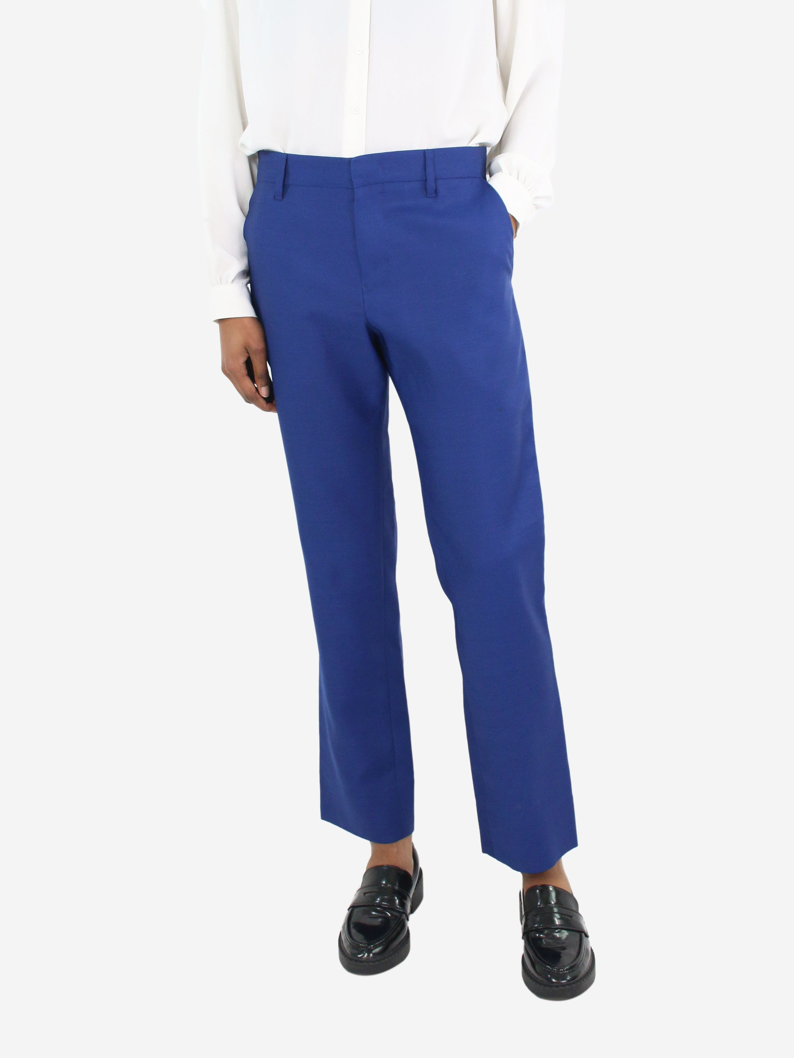 image of Jil Sander Blue Straight-Leg Trousers - Size Uk 12, Women's