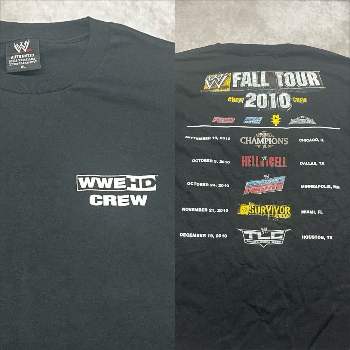 Gildan VTG WWE HD Crew Staff Issue Monday Raw Smackdown Fall Tour 2 Size US XL / EU 56 / 4 - 1 Thumbnail