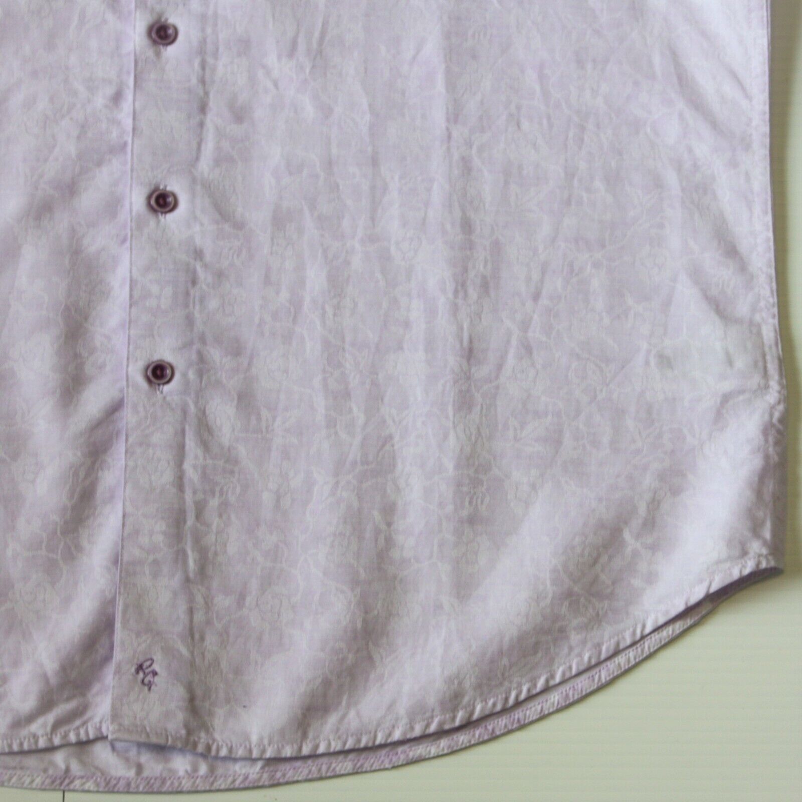 Robert Graham Bellarose Lilac Short Sleeve Classic Fit Dress Shirt size L Size US L / EU 52-54 / 3 - 3 Thumbnail