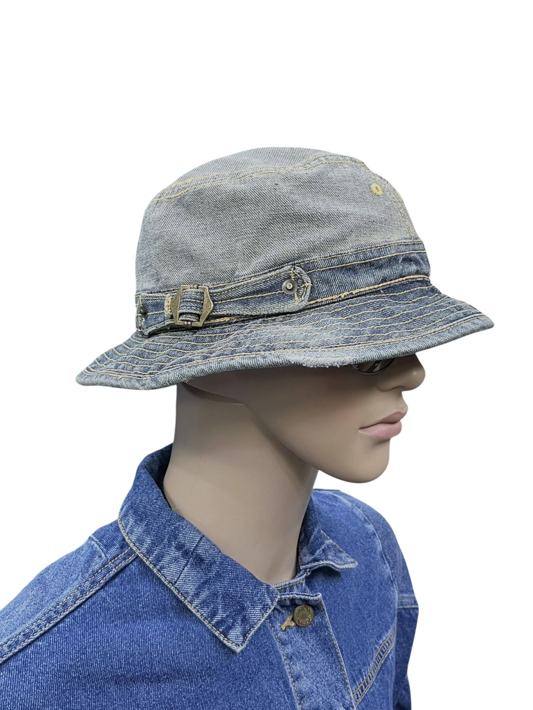 Hat Club Override Japan Distressed Denim Bucket Hat Kapital Vibes Size ONE SIZE - 3 Thumbnail
