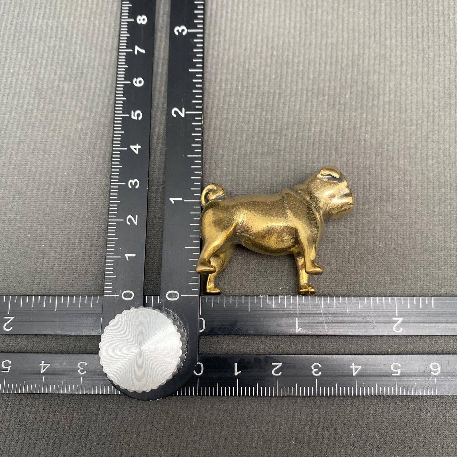 The Unbranded Brand Brass Pug Dog Figurine Sculpture Miniature Size ONE SIZE - 4 Thumbnail