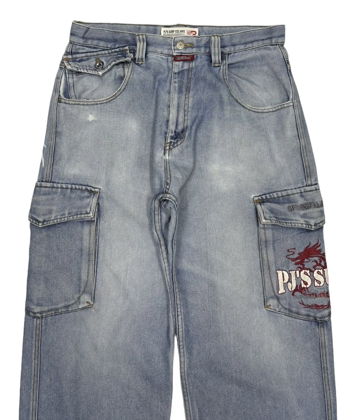 Other 🔥PJ'S SURF BAGGY CARGO DENIM JEANS MULTI POCKET DISTRESS Size US 32 / EU 48 - 5 Thumbnail