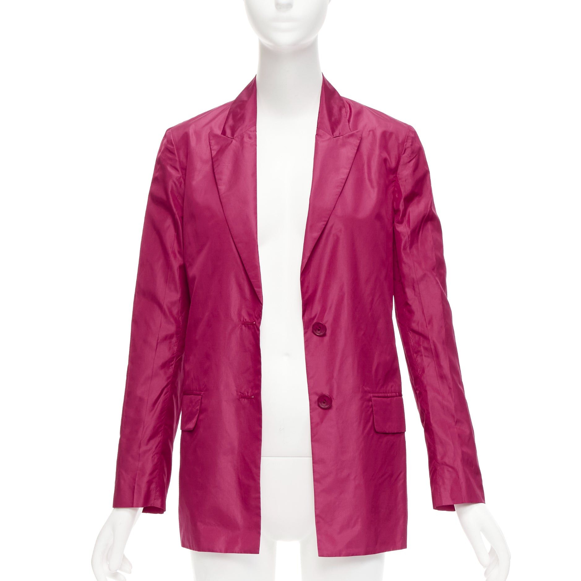 image of Valentino Piccioli 100% Silk Raspberry Pink Cinched Waist Casual Blazer It36 Xxs in Purple, Women's