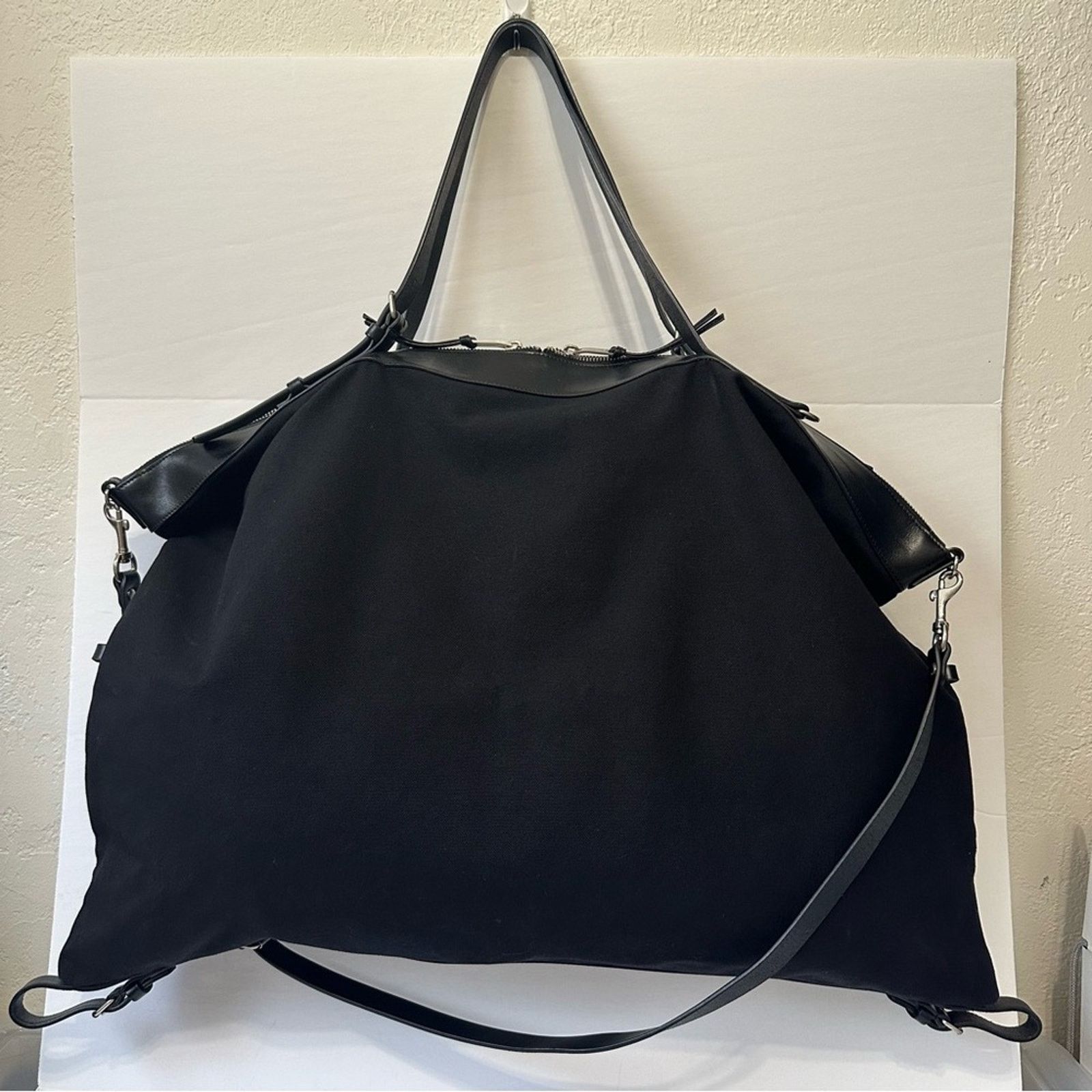 Saint Laurent Paris ID Convertible Canvas Travel Duffel Bag Lrg Black Leather Size ONE SIZE - 3 Thumbnail