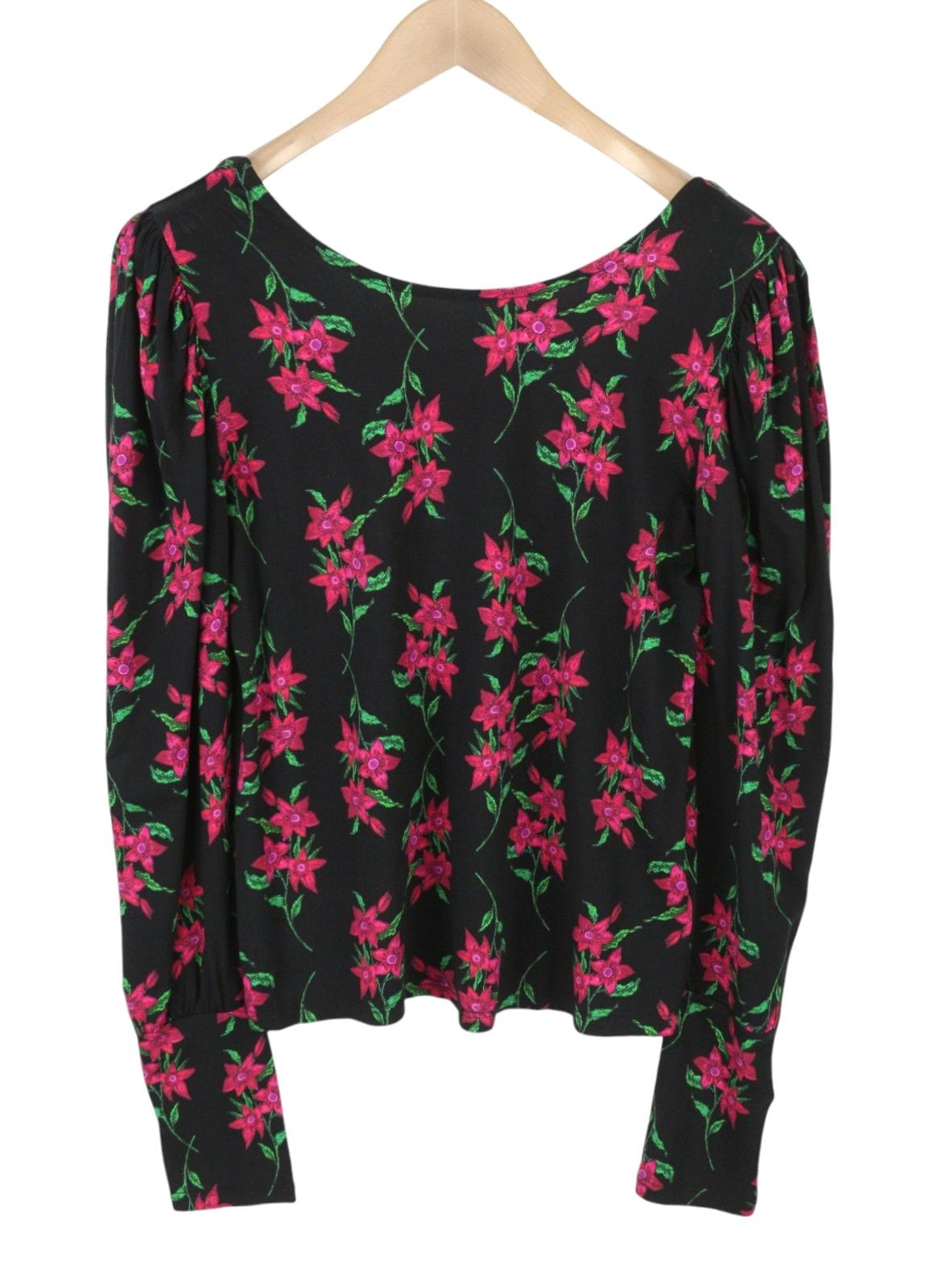 Desigual TS KIM XL Black Floral Open Back Blouse 88940 Size XL / US 12-14 / IT 48-50 - 2 Thumbnail