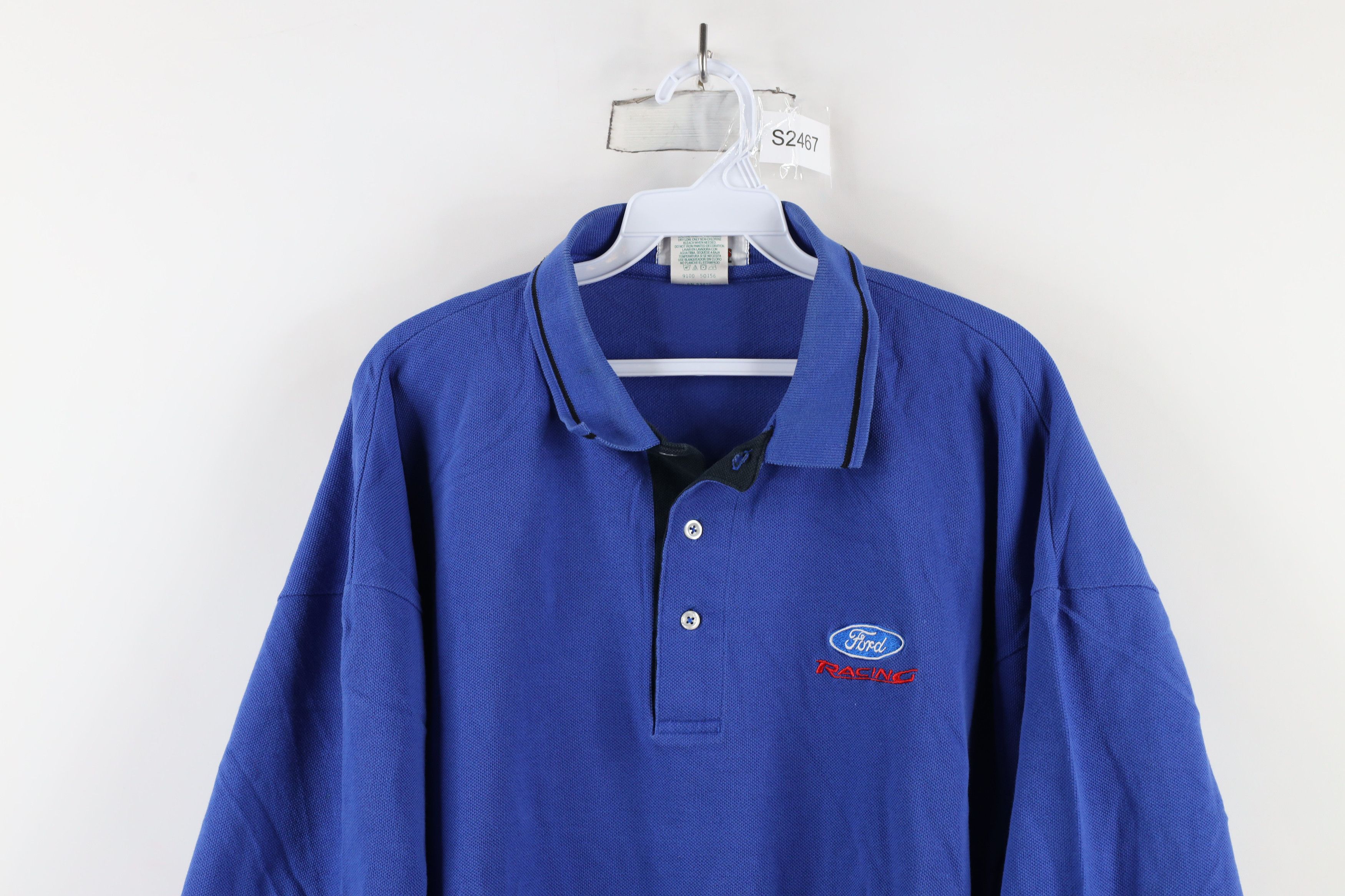 Vintage Vintage 90s Ford Racing Short Sleeve Polo Shirt Blue USA Size US XXL / EU 58 / 5 - 2 Thumbnail