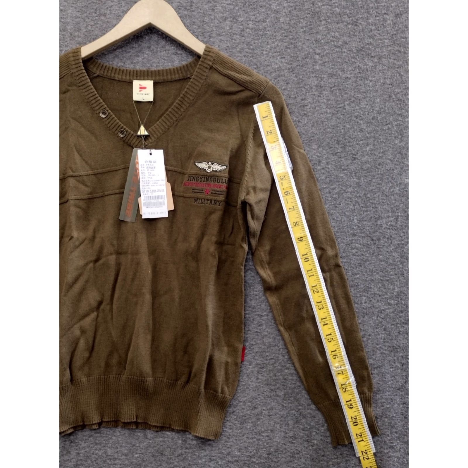 Aeronautica Militare Elite Tribe Aeronautica Militare 2 Button Long Sleeve Knitted Sweater Brown L Mens Pullover Knit Wool V-Neck Size US L / EU 52-54 / 3 - 5 Thumbnail
