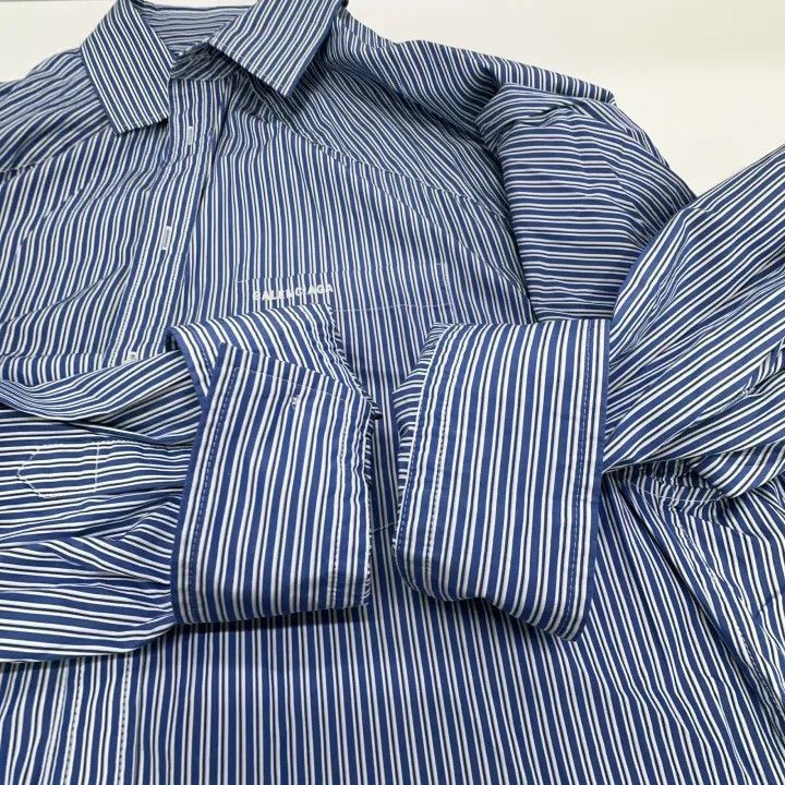 Balenciaga Balenciaga Balenciaga Blue Striped Long Sleeve Shirt -2507 Size US XS / EU 42 / 0 - 8 Thumbnail