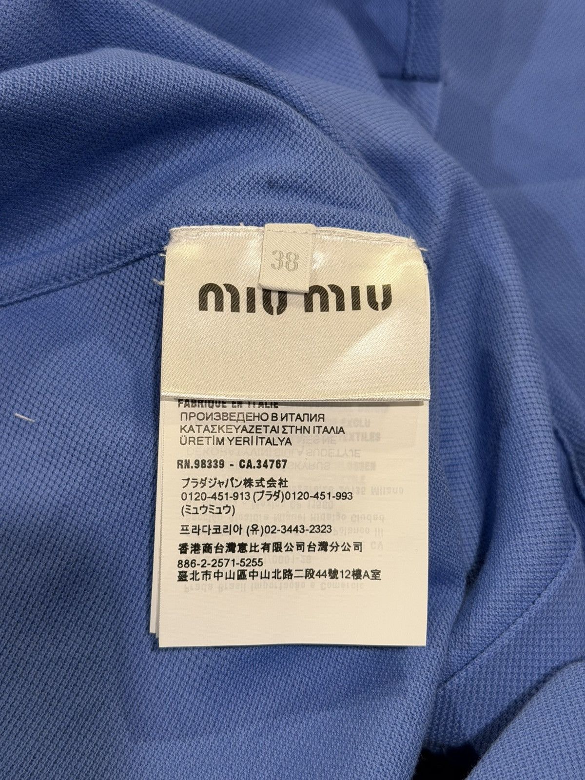 Miu Miu Miu Miu Cotton Pique Periwinkle Blue LS Button Up Shirt Size XS / US 0-2 / IT 36-38 - 14 Thumbnail