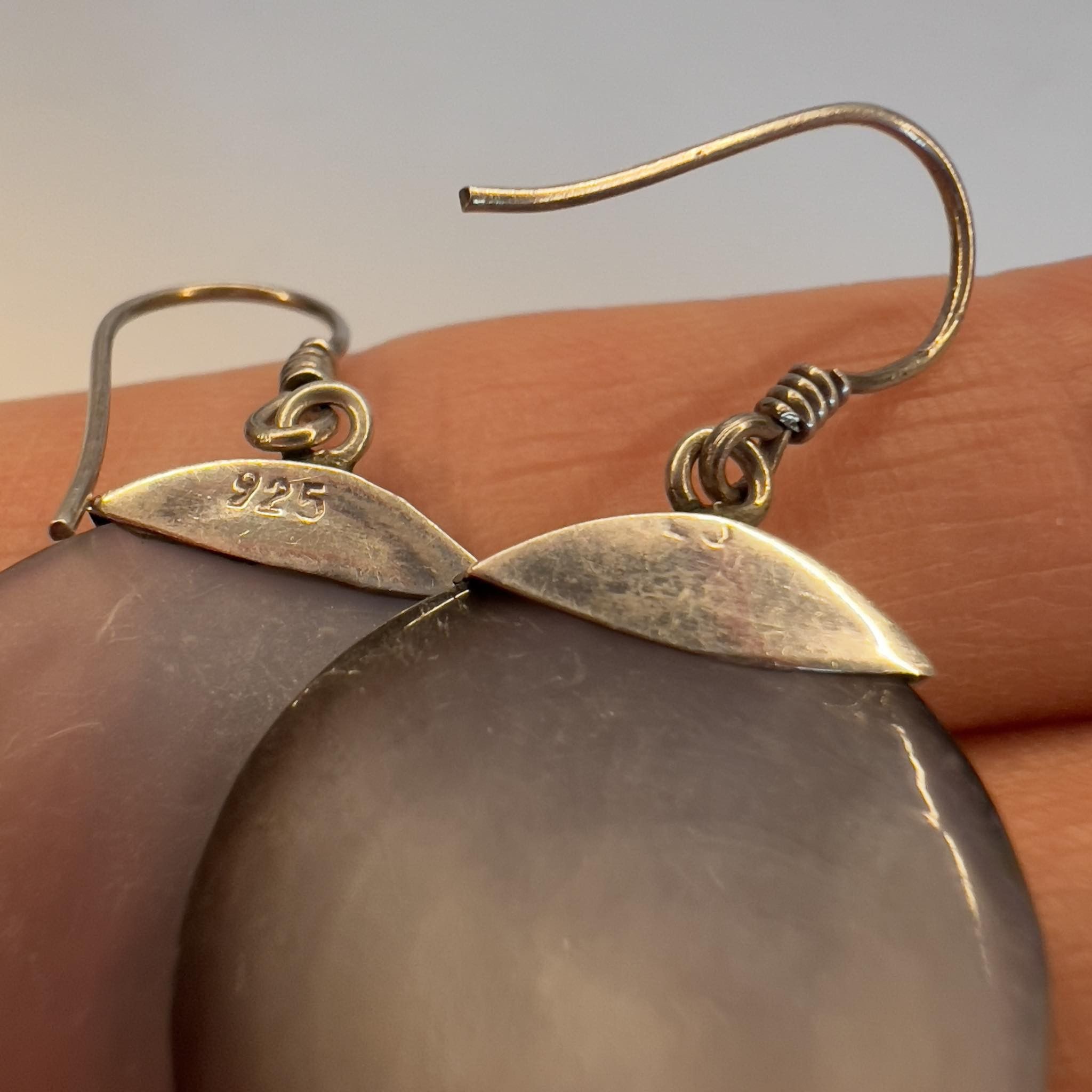 Sterling Silver Vintage Sterling Silver 925 Earrings Shell Nacre 5.5 gr Size ONE SIZE - 4 Thumbnail