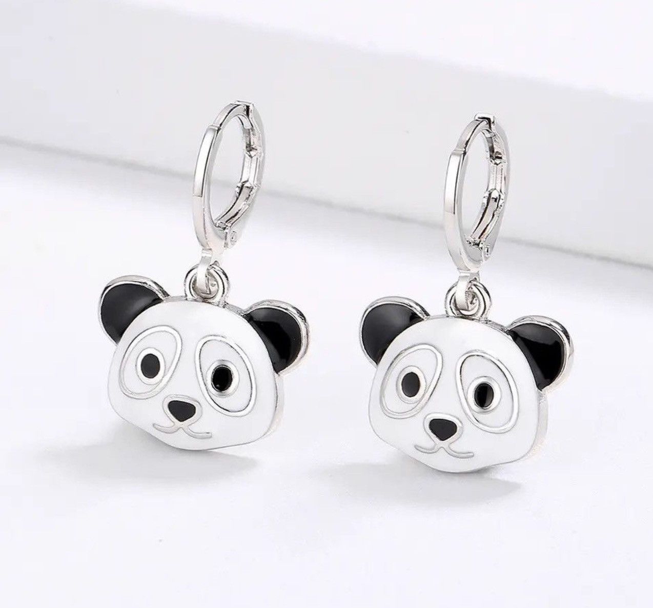 Jewelry Cute Handmade Enamel Jewelry Panda Earrings Size ONE SIZE - 1 Thumbnail