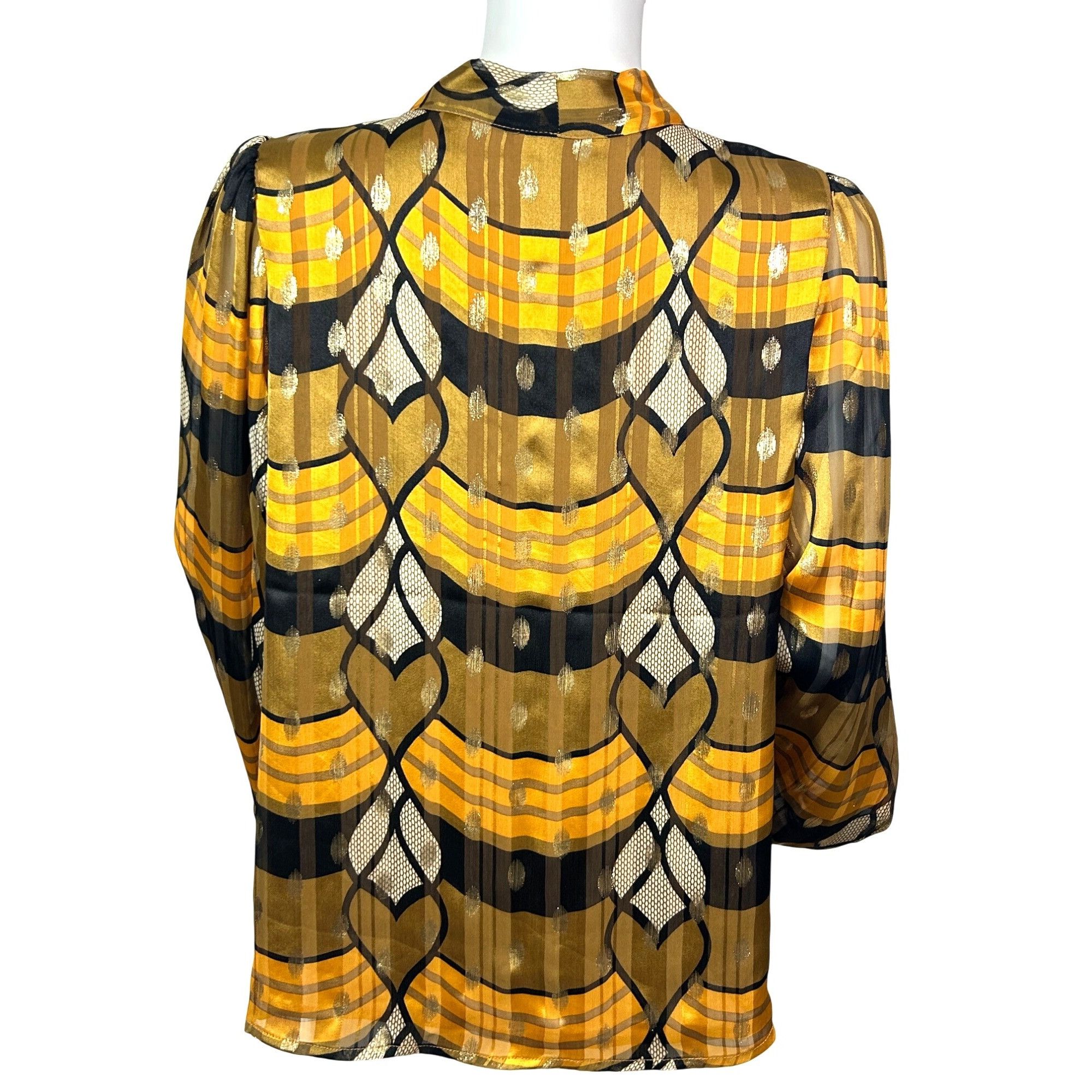 Joie Joie Blouse M Gold Yellow Orange Brown Long Puff Sleeve Ruff Size M / US 6-8 / IT 42-44 - 2 Thumbnail