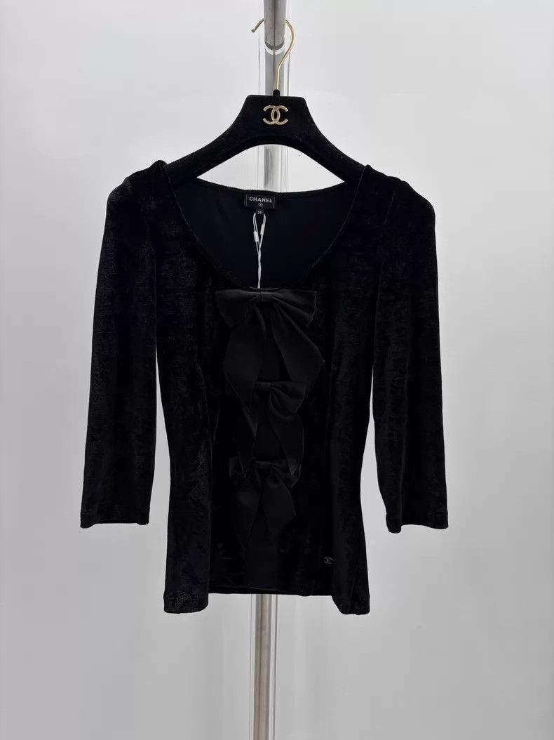 Chanel Chanel Hidden black velvet bow short sleeves Size XXS / US 00 / IT 34 - 1 Thumbnail