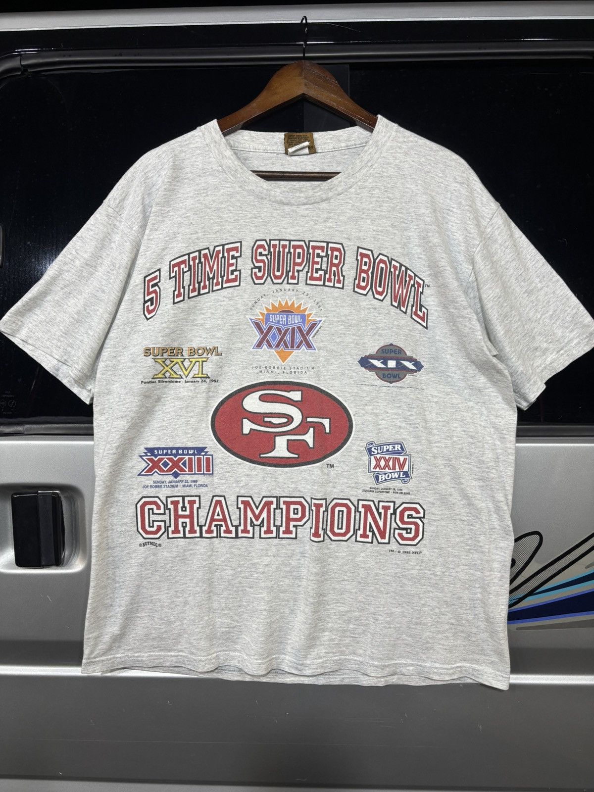 Nutmeg Vintage 1995 5time super bowl tshirt Size US L / EU 52-54 / 3 - 1 Thumbnail