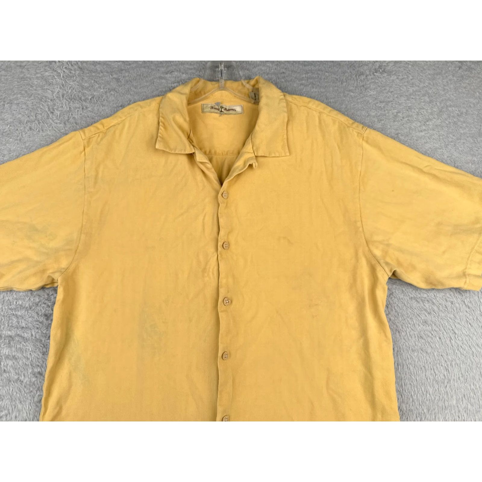 Tommy Bahama Tommy Bahama Shirt Men Large Yellow Button Silk Rayon Short Sleeve READ Size US L / EU 52-54 / 3 - 5 Thumbnail